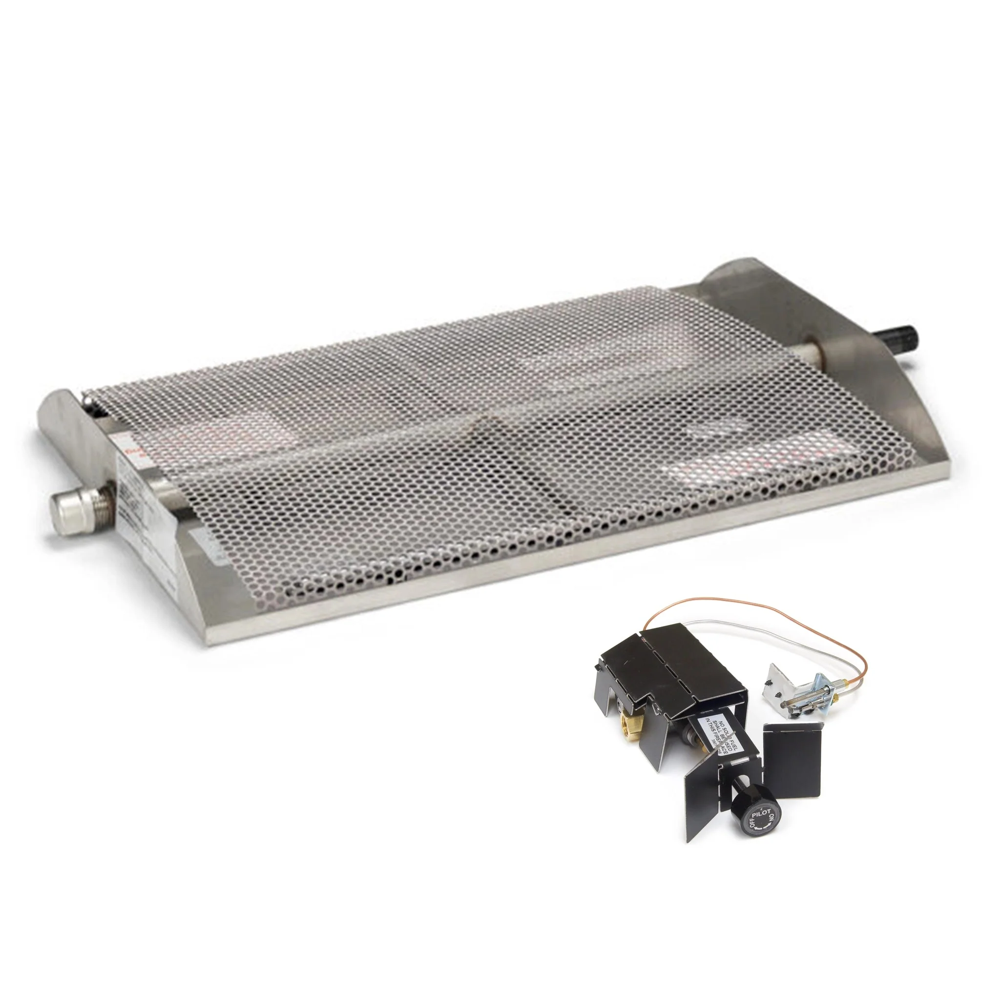 18/20" Vented G45 Stainless Steel Glass Fireplace Burner Standing Pilot by Real Fyre