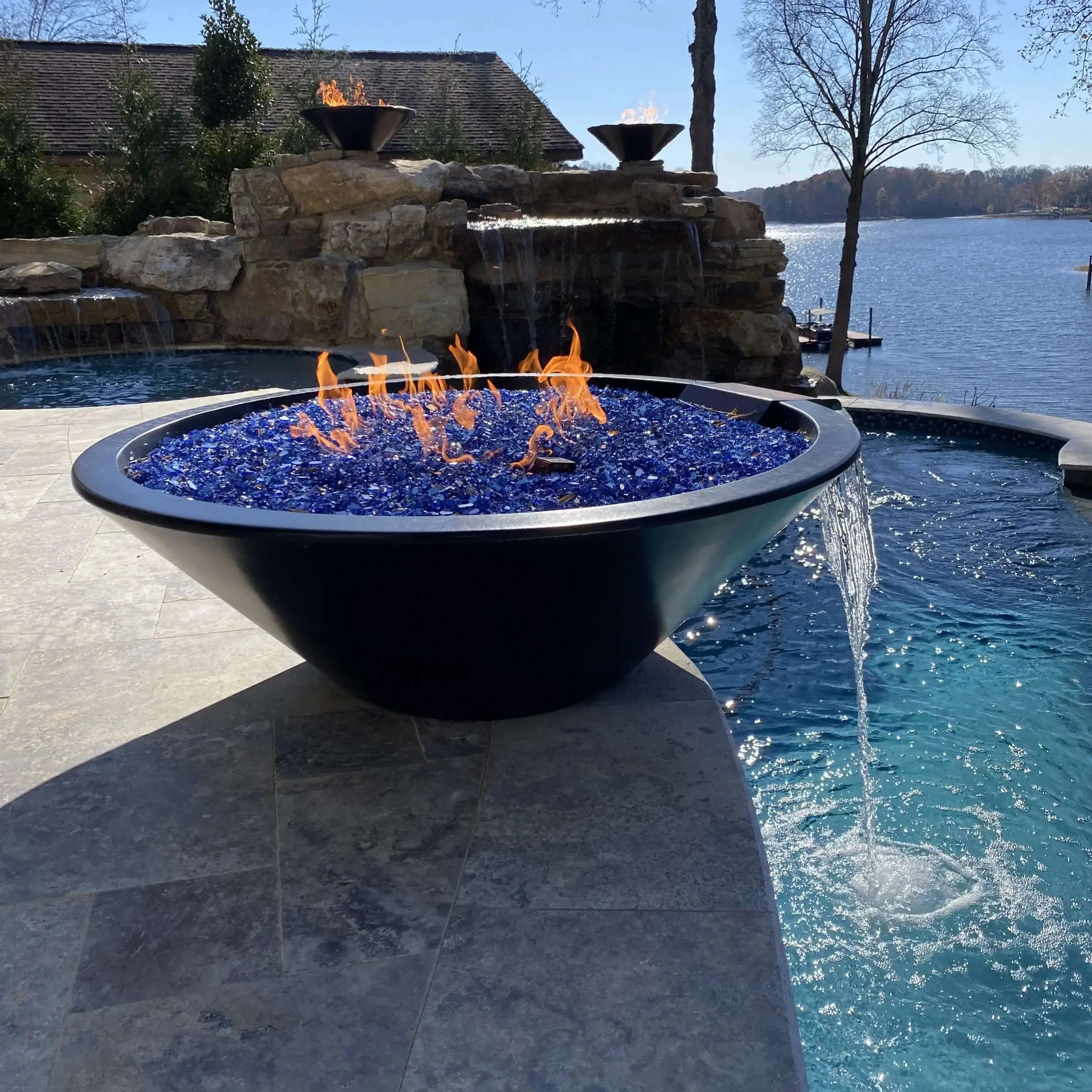 24" Round Concrete Cazo Fire and Water Bowl by The Outdoor Plus - Image 2