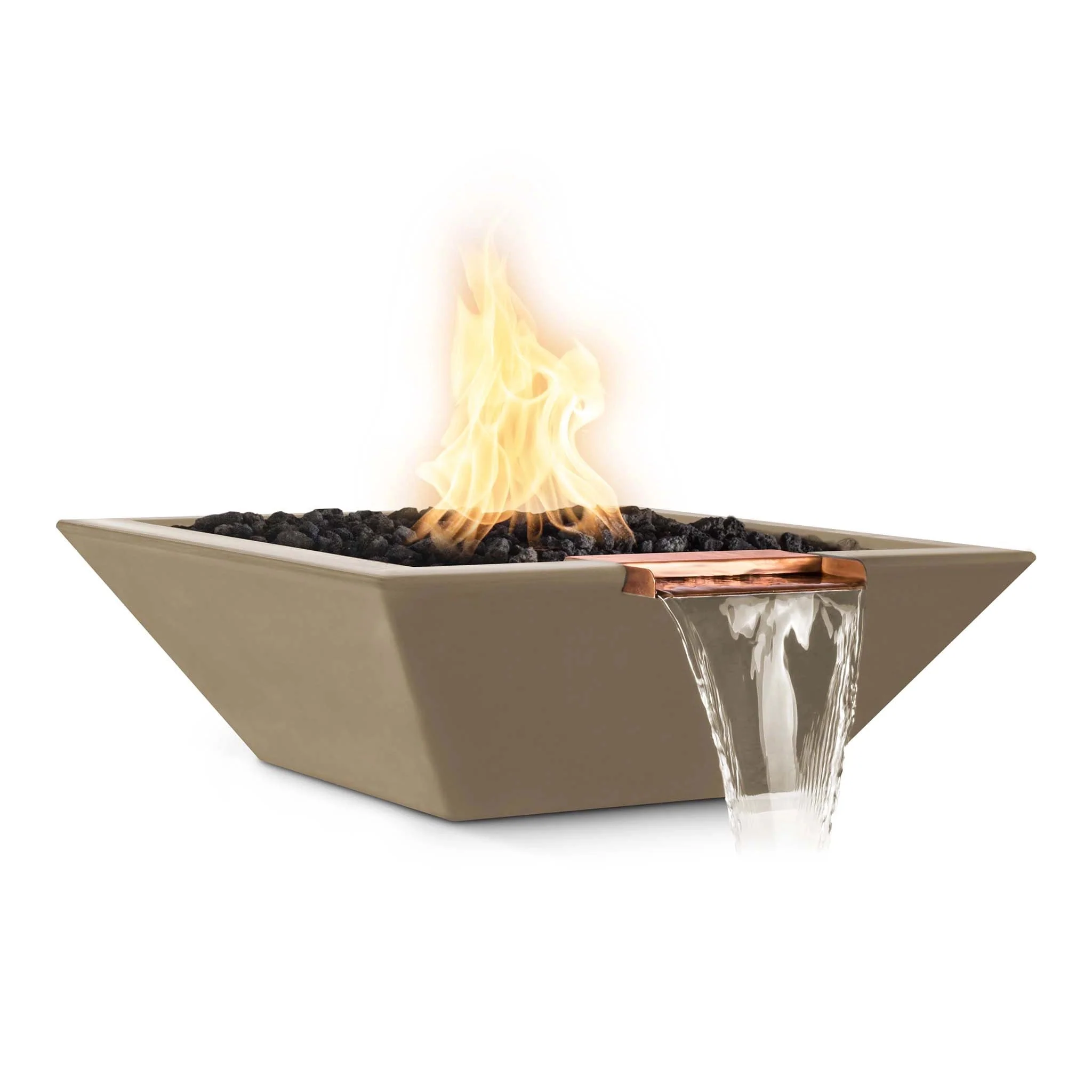 24" Square Concrete Maya Fire and Water Bowl by The Outdoor Plus - Image 11