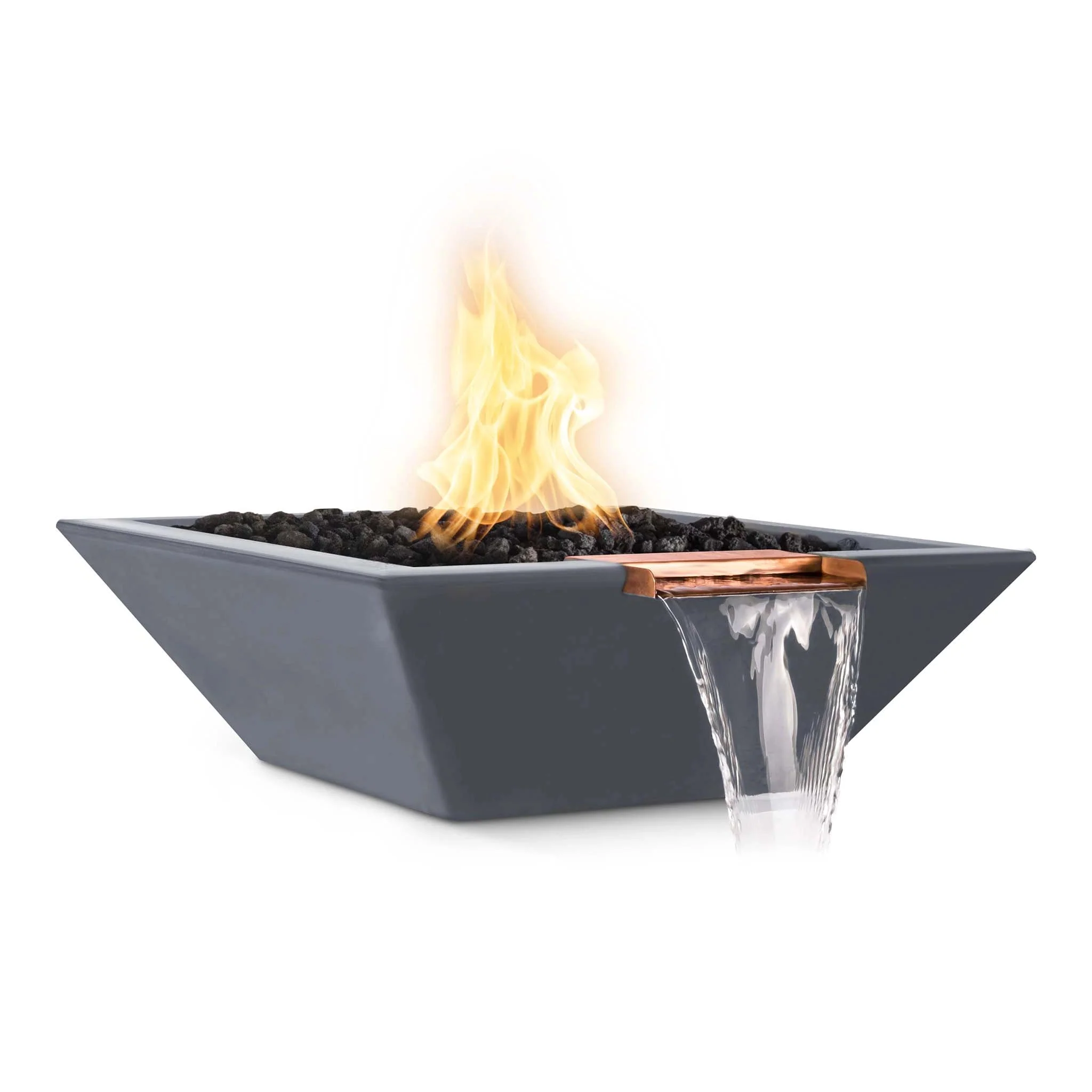 24" Square Concrete Maya Fire and Water Bowl by The Outdoor Plus - Image 8