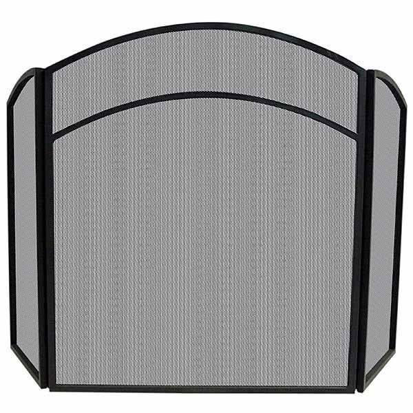3 Fold Black Wrought Iron Arch Top Screen