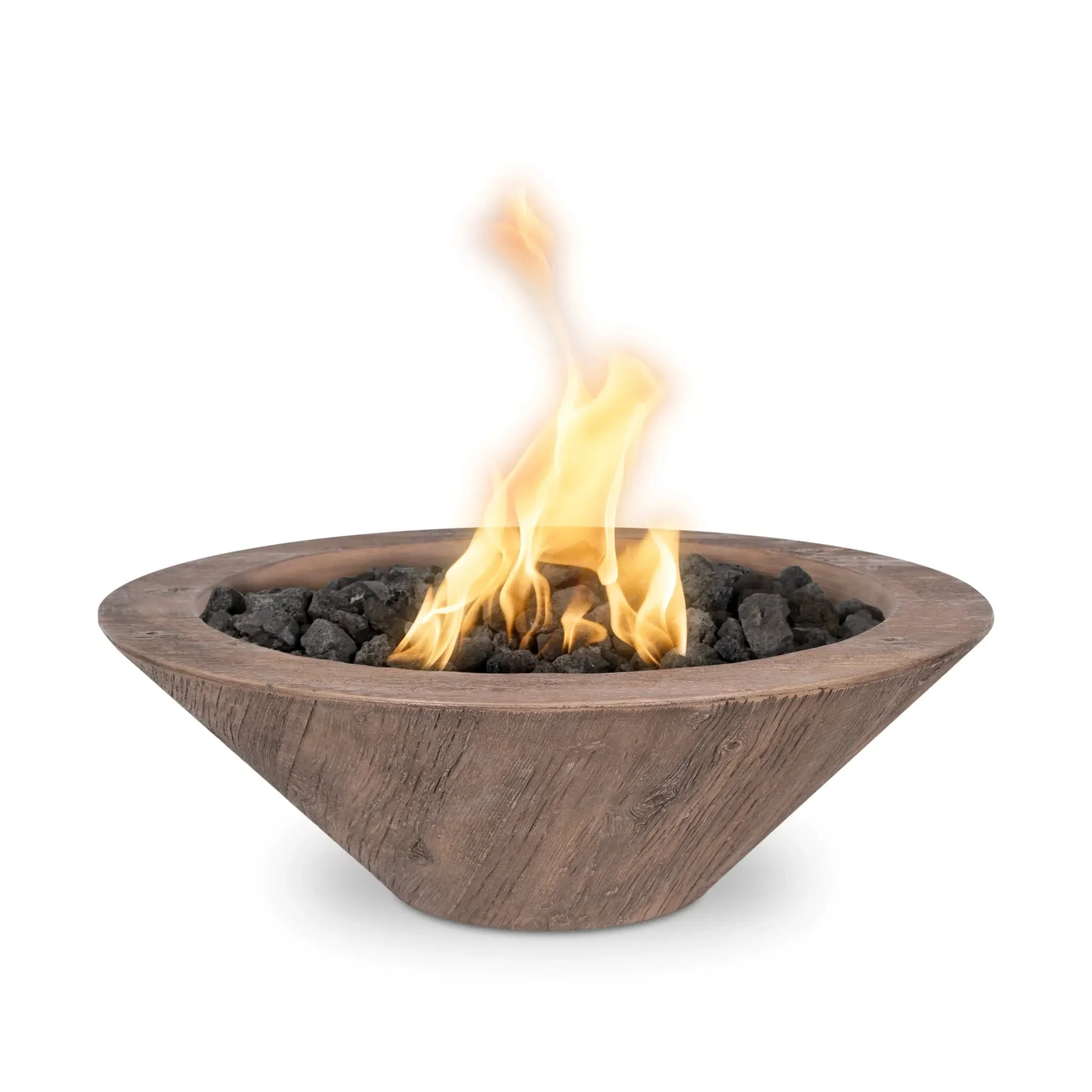 24" Round Woodgrain Concrete Cazo Fire Bowl by The Outdoor Plus