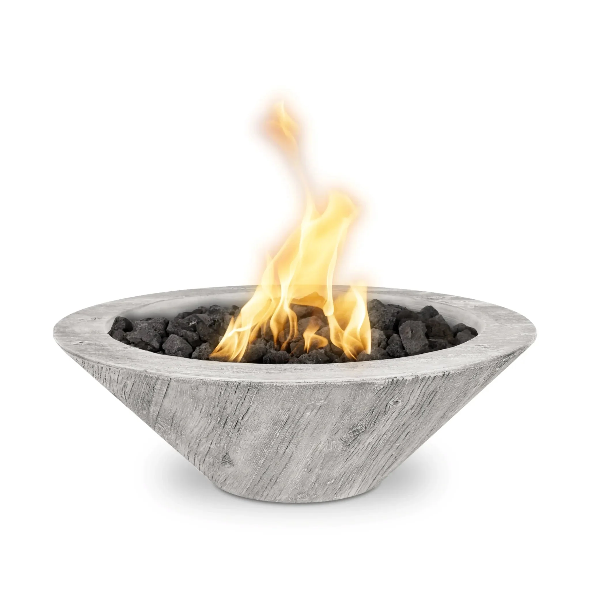 24" Round Woodgrain Concrete Cazo Fire Bowl by The Outdoor Plus - Image 2