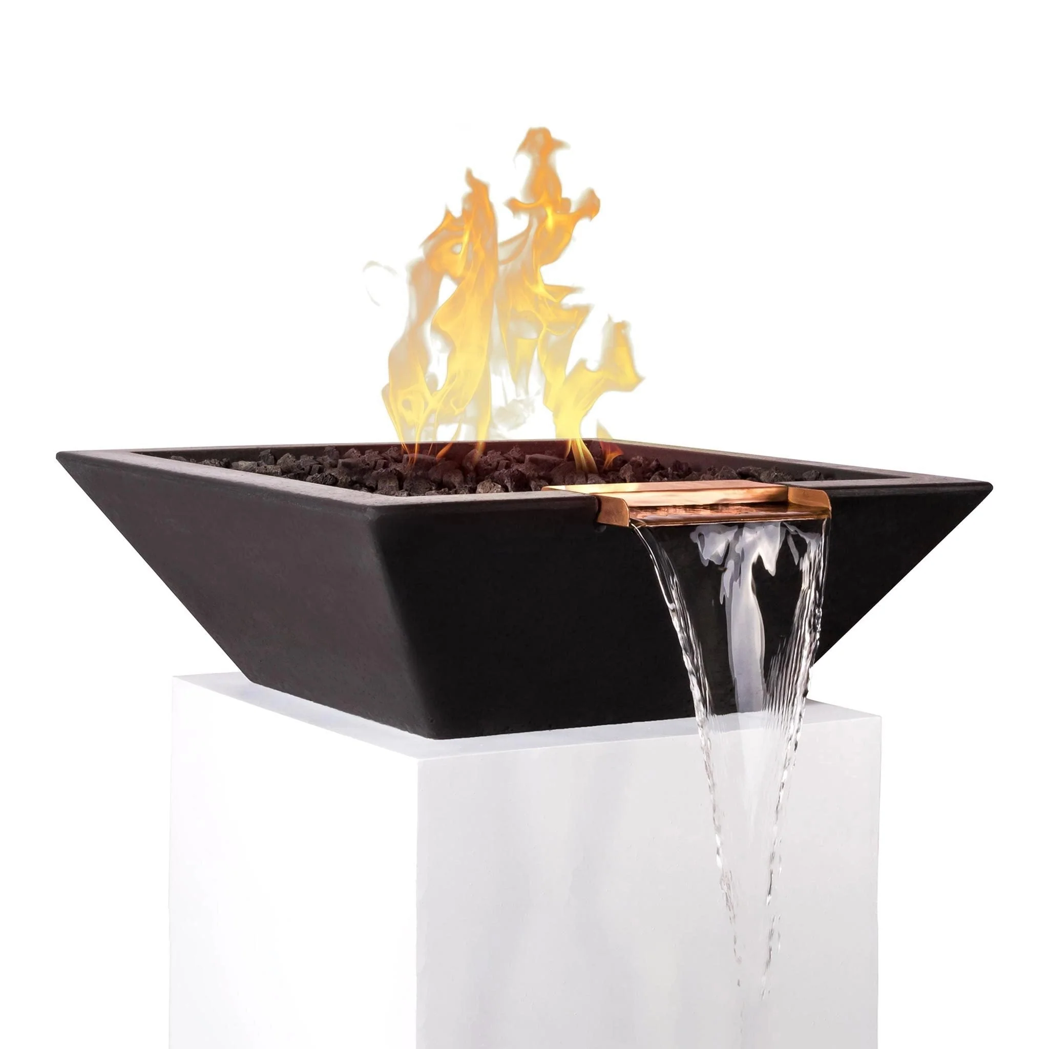 30" Square Concrete Maya Fire and Water Bowl by The Outdoor Plus - Image 9