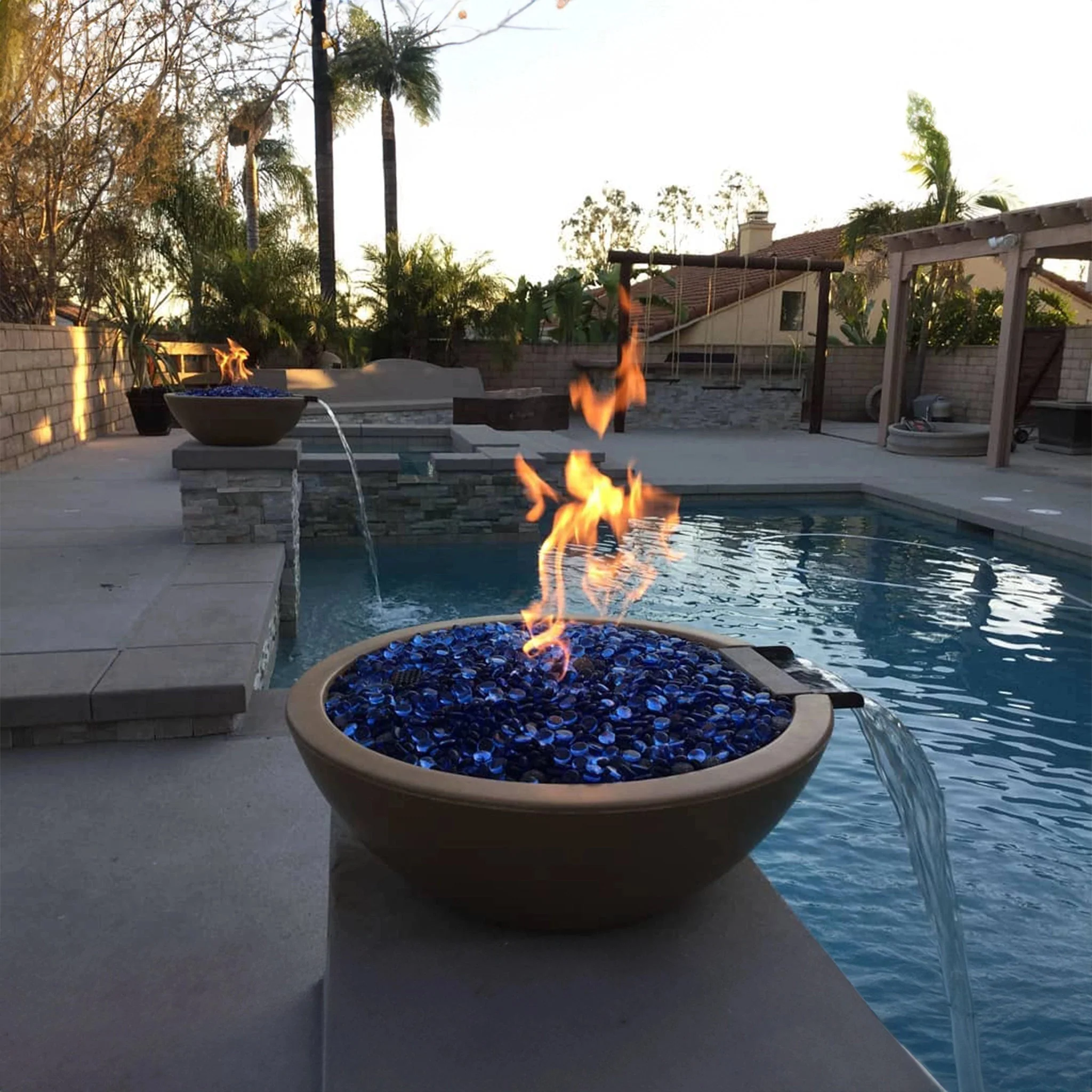 33" Round Concrete Sedona Fire and Water Bowl by The Outdoor Plus - Image 3