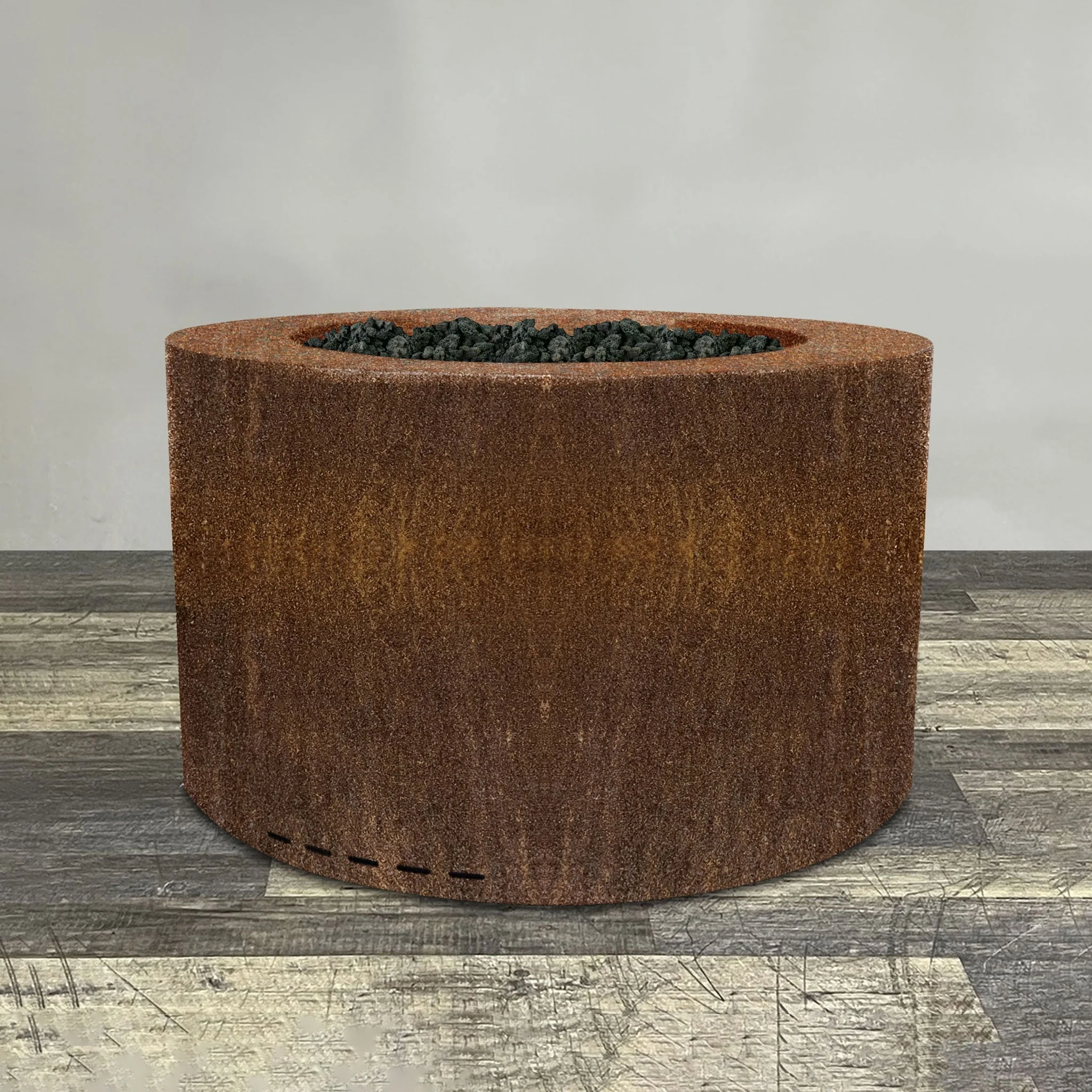 36" Round Gravity Corten Steel Fire Pit - Natural Gas - Push Button Spark Ignition by Starfire Designs - Image 2