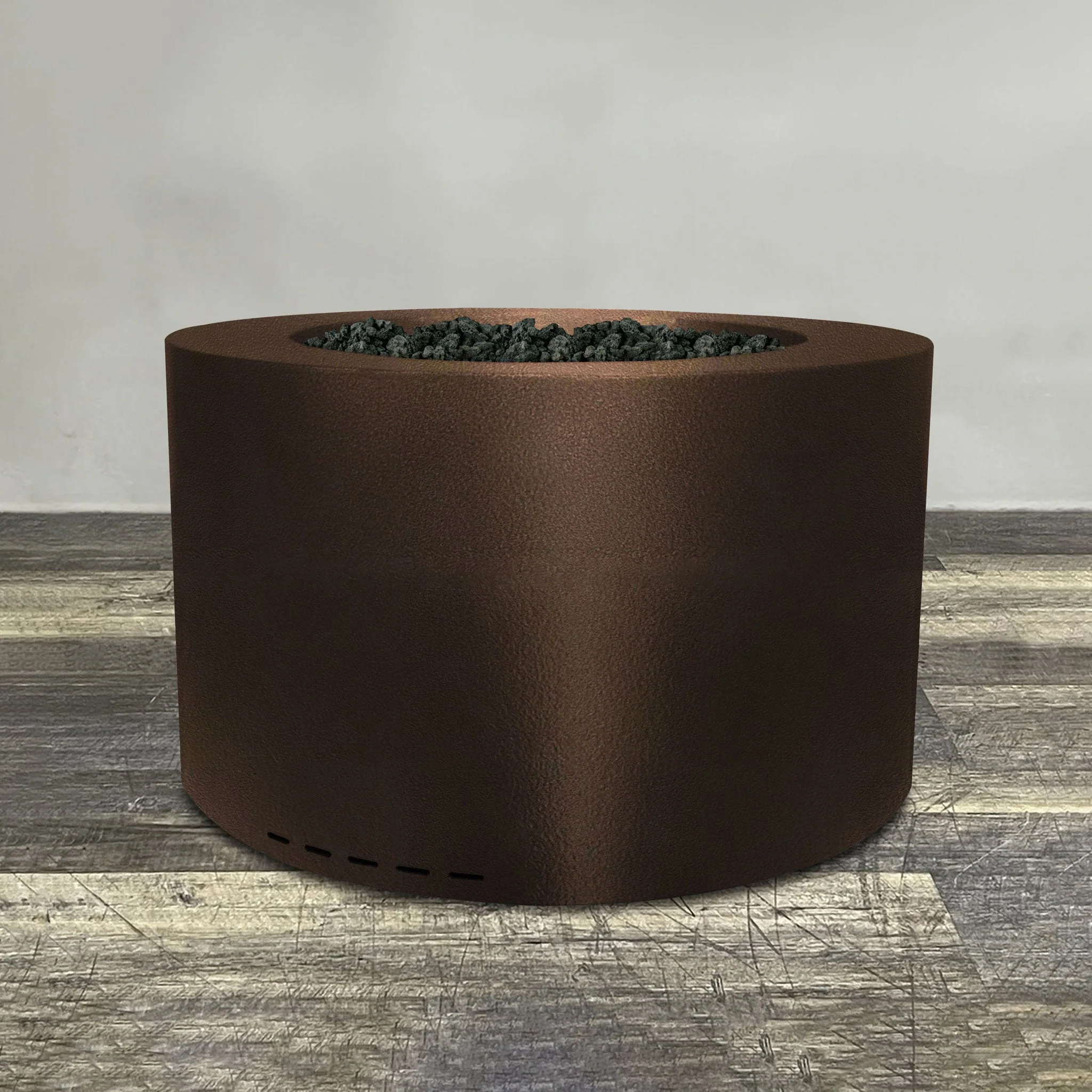 36" Round Gravity Powder Coated Steel Fire Pit - Natural Gas - 110V CSA Hi/Lo Electronic Ignition System w/Bluetooth & Handheld Remote - Bronze Hammertone by Starfire Designs - Image 2