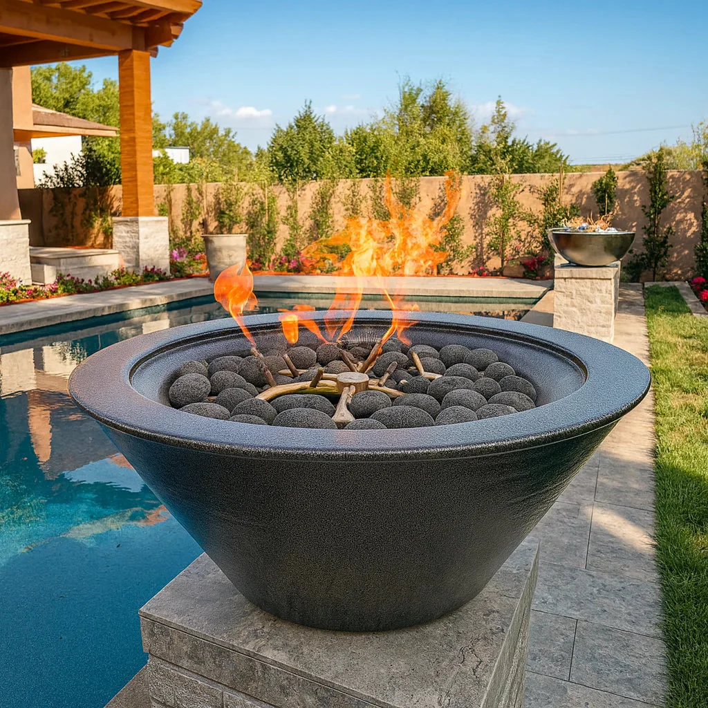 24" Round Powder Coated Aluminum Cazo Fire Bowl by The Outdoor Plus - Image 2