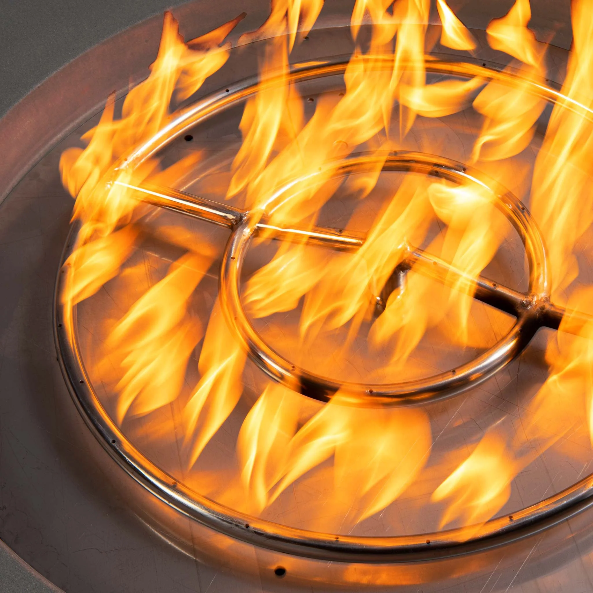 36" Round Rustic Gravity Concrete (GFRC) Fire Pit - Natural Gas - Push Button Spark Ignition - Natural Gray by Starfire Designs - Image 15