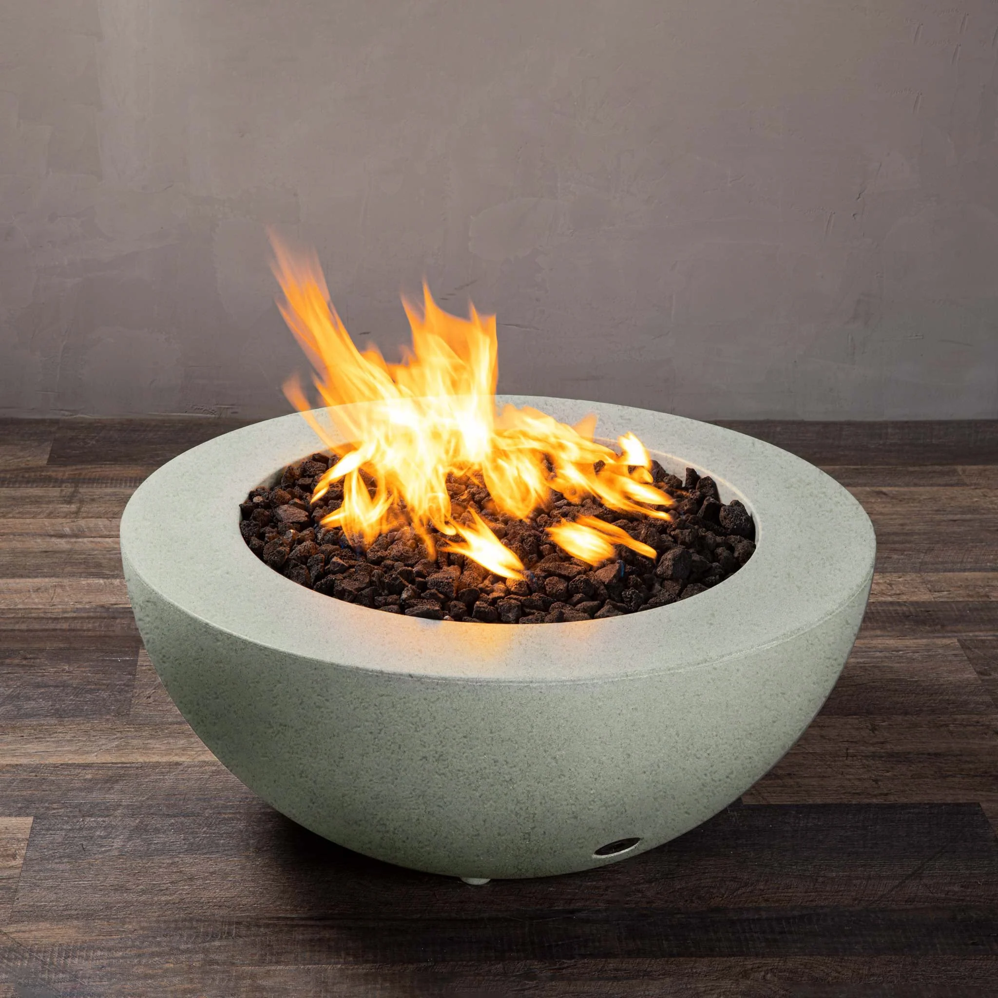 36" Round Rustic Gravity Concrete (GFRC) Fire Pit - Natural Gas - Push Button Spark Ignition - Natural Gray by Starfire Designs - Image 3