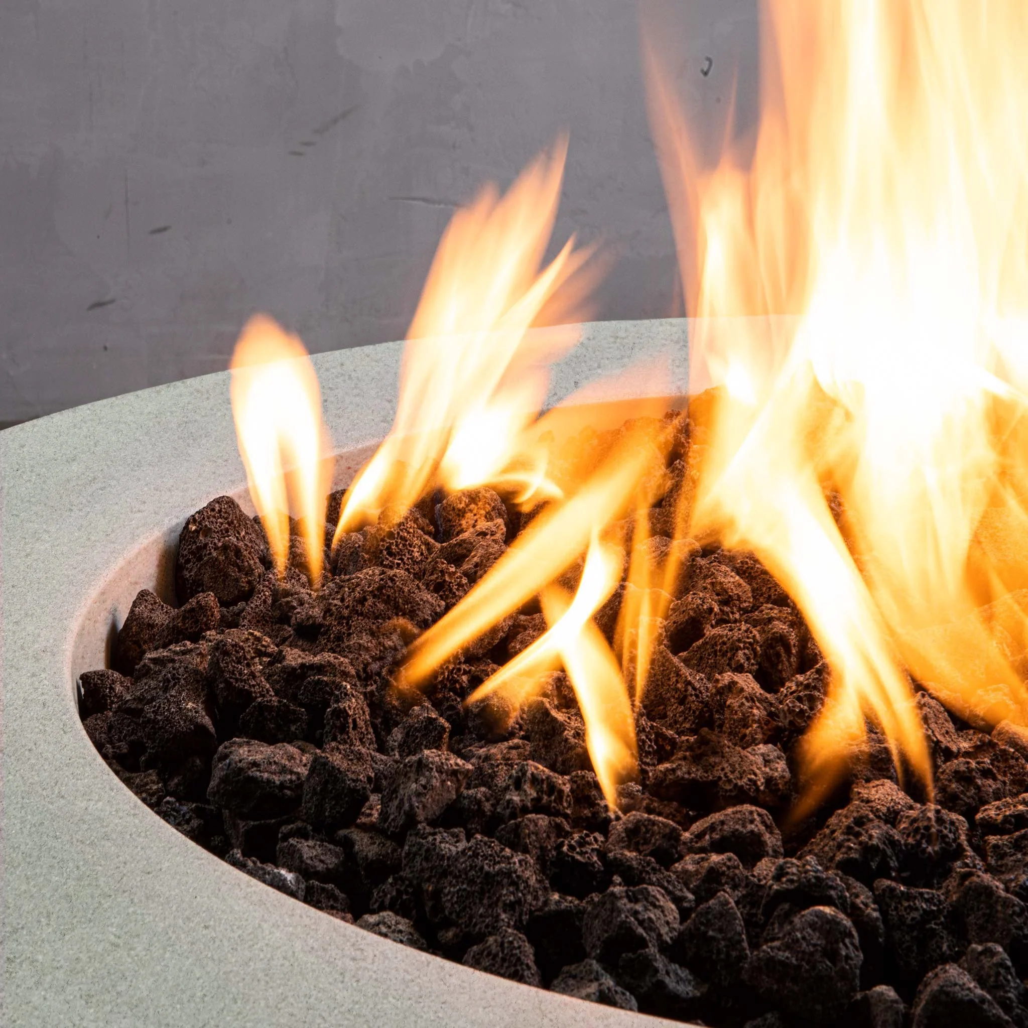 36" Round Rustic Gravity Concrete (GFRC) Fire Pit - Natural Gas - Push Button Spark Ignition - Natural Gray by Starfire Designs - Image 9