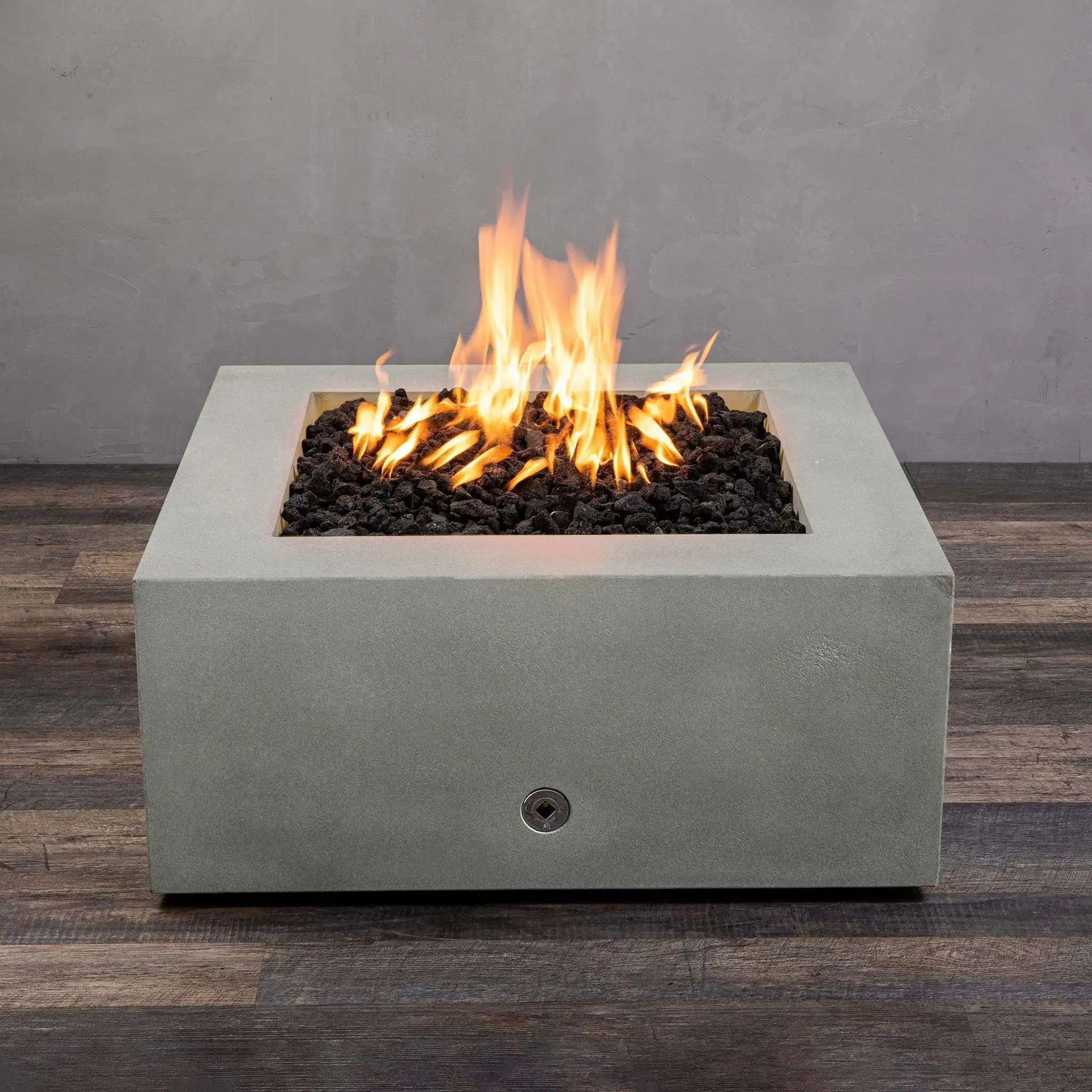 36" Square Gravity Concrete (GFRC) Fire Pit - Natural Gas - Match Lit Ignition - Natural Gray by Starfire Designs - Image 9