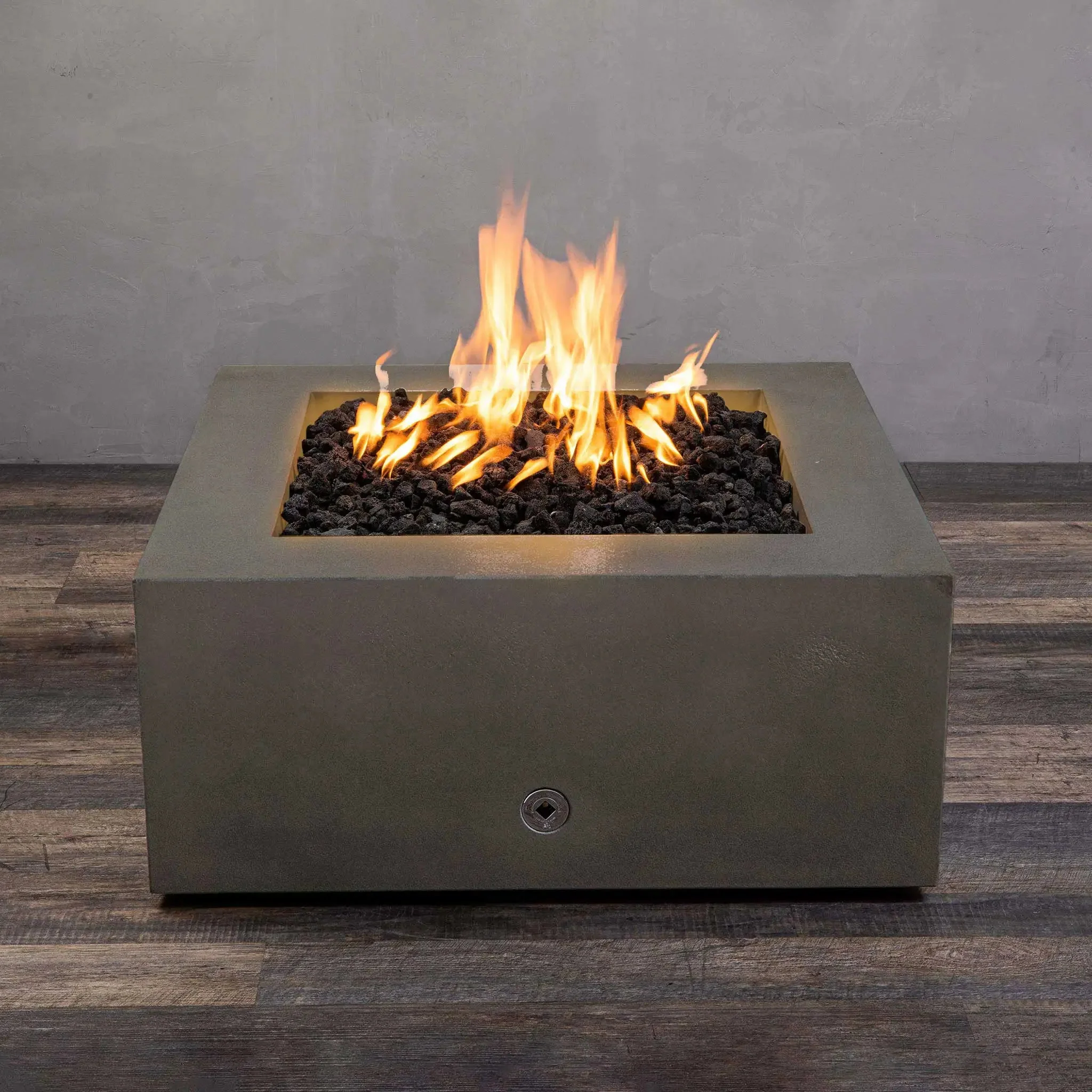 36" Square Gravity Concrete (GFRC) Fire Pit - Propane Gas Hardline - 110V CSA Hi/Lo Electronic Ignition System w/Bluetooth & Handheld Remote - Brown by Starfire Designs - Image 9
