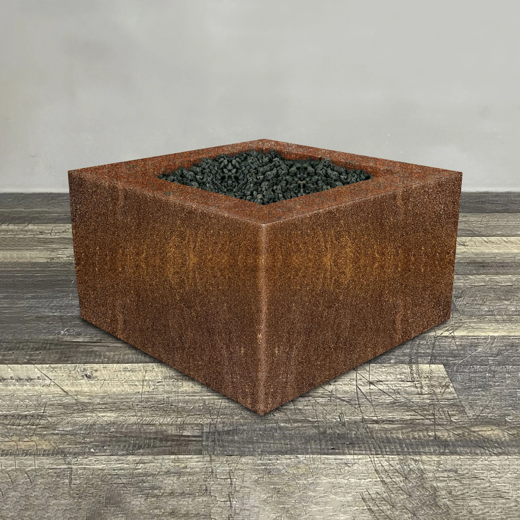 36" Square Gravity Corten Steel Fire Pit by Starfire Designs - Image 2