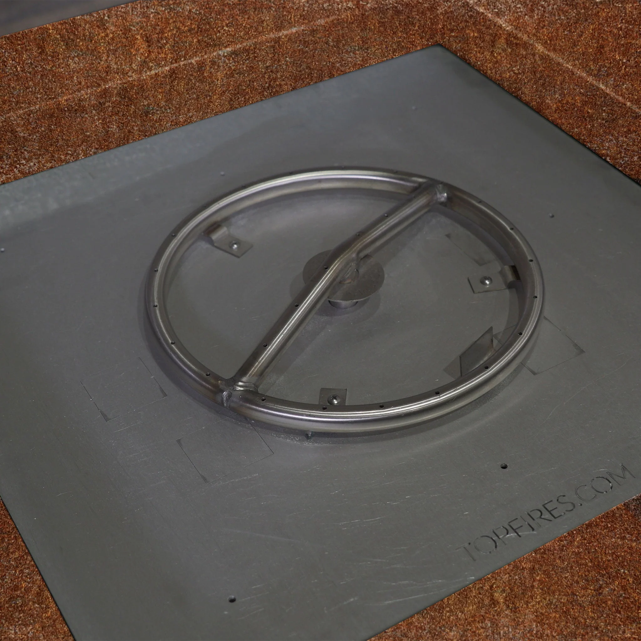 36" Square Gravity Corten Steel Fire Pit - Natural Gas - 110V Electronic Ignition System by Starfire Designs - Image 6