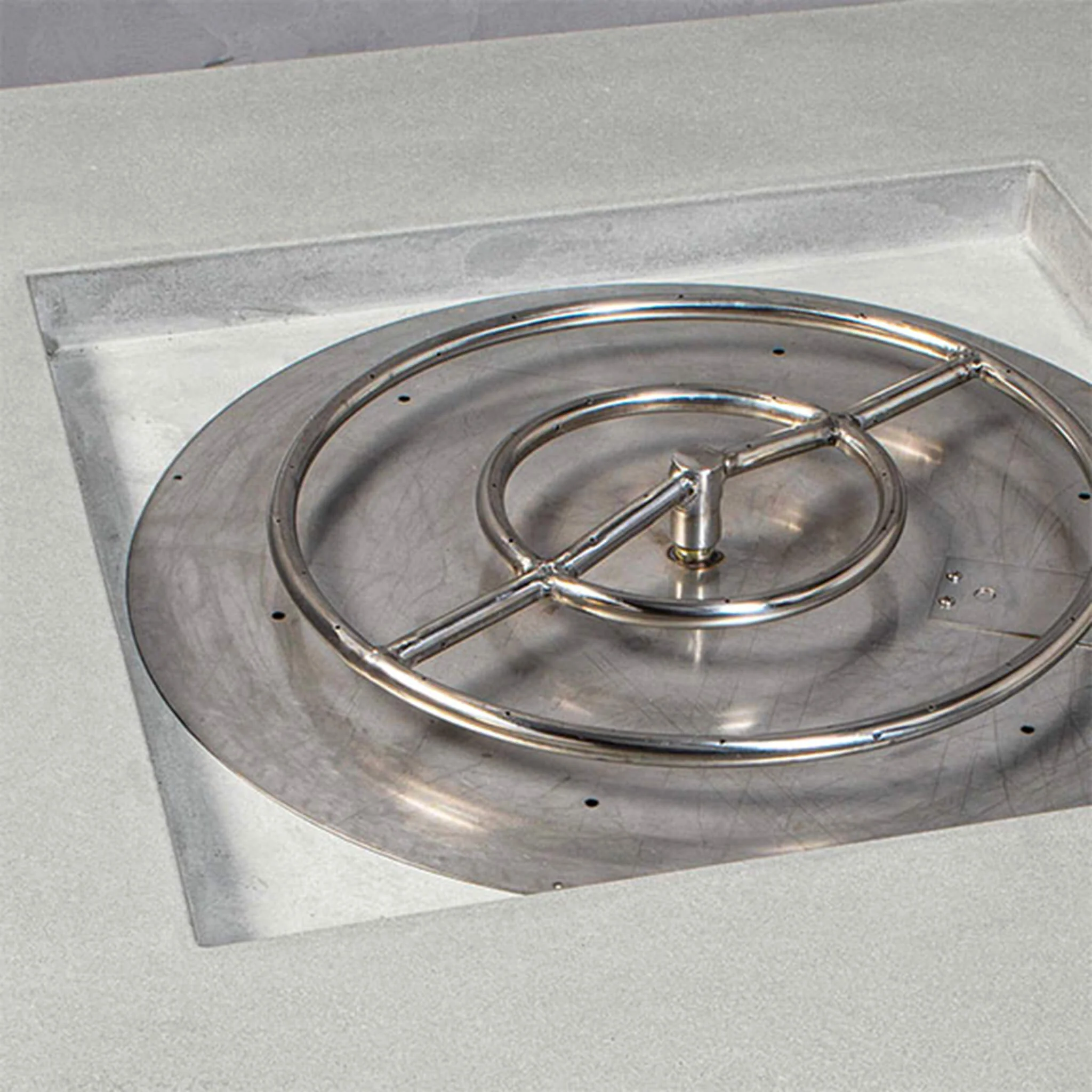 36" Square Rustic Gravity Concrete (GFRC) Fire Pit - Propane Gas Hardline - 110V Electronic Ignition System - Natural Gray by Starfire Designs - Image 11