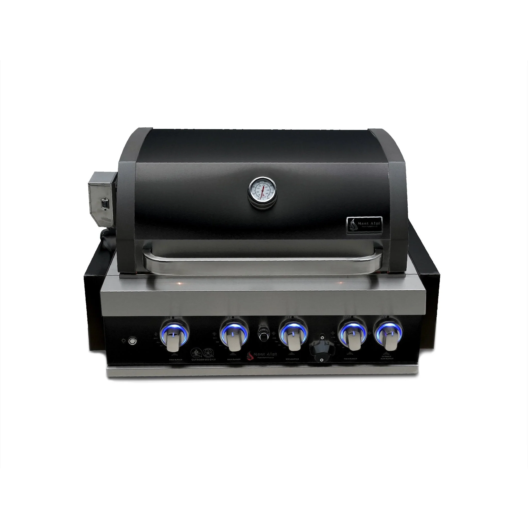 4-Burner with Rotisserie Kit 32" Black Stainless Steel Propane Gas Built In Grill - MABi400-BSS by Mont Alpi - Image 2