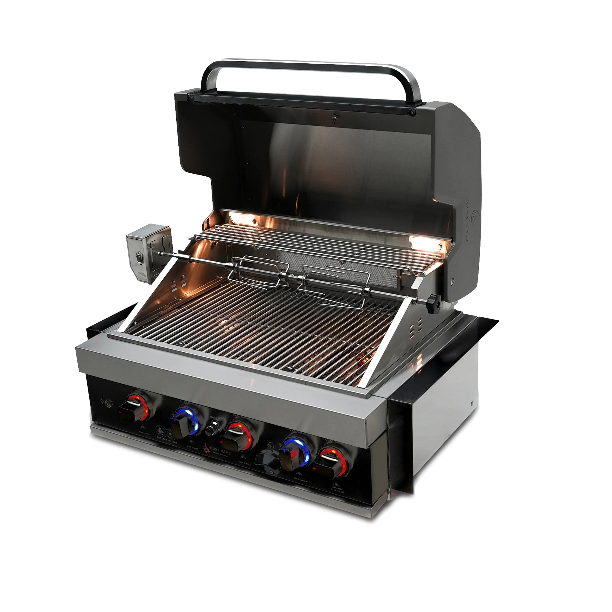 4-Burner with Rotisserie Kit 32" Black Stainless Steel Propane Gas Built In Grill - MABi400-BSS by Mont Alpi - Image 3