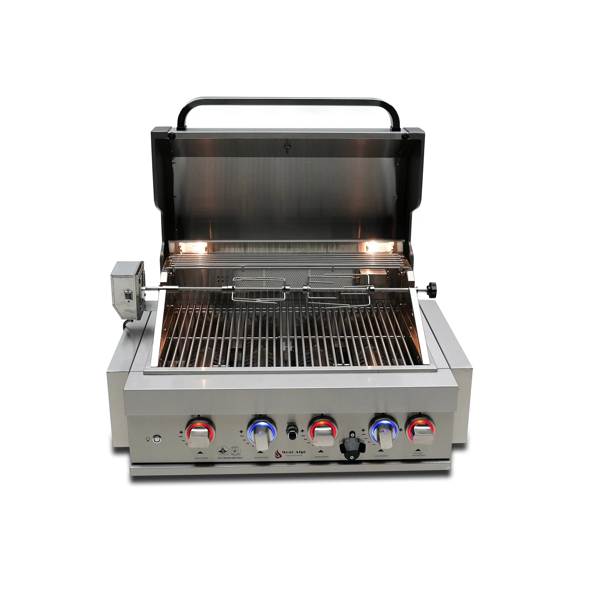4-Burner with Rotisserie Kit 32" Stainless Steel Propane Gas Built In Grill - MABi400 by Mont Alpi - Image 4