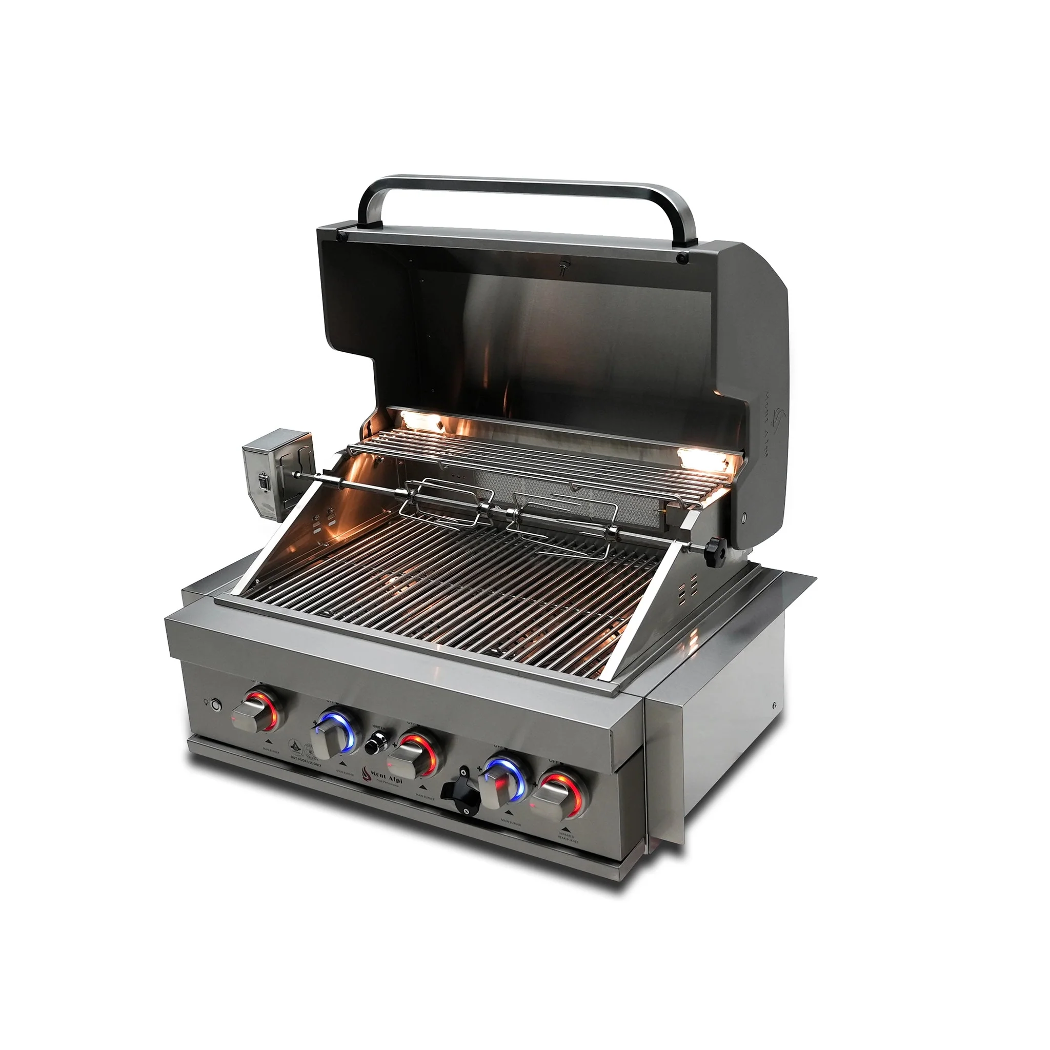 4-Burner with Rotisserie Kit 32" Stainless Steel Propane Gas Built In Grill - MABi400 by Mont Alpi - Image 5