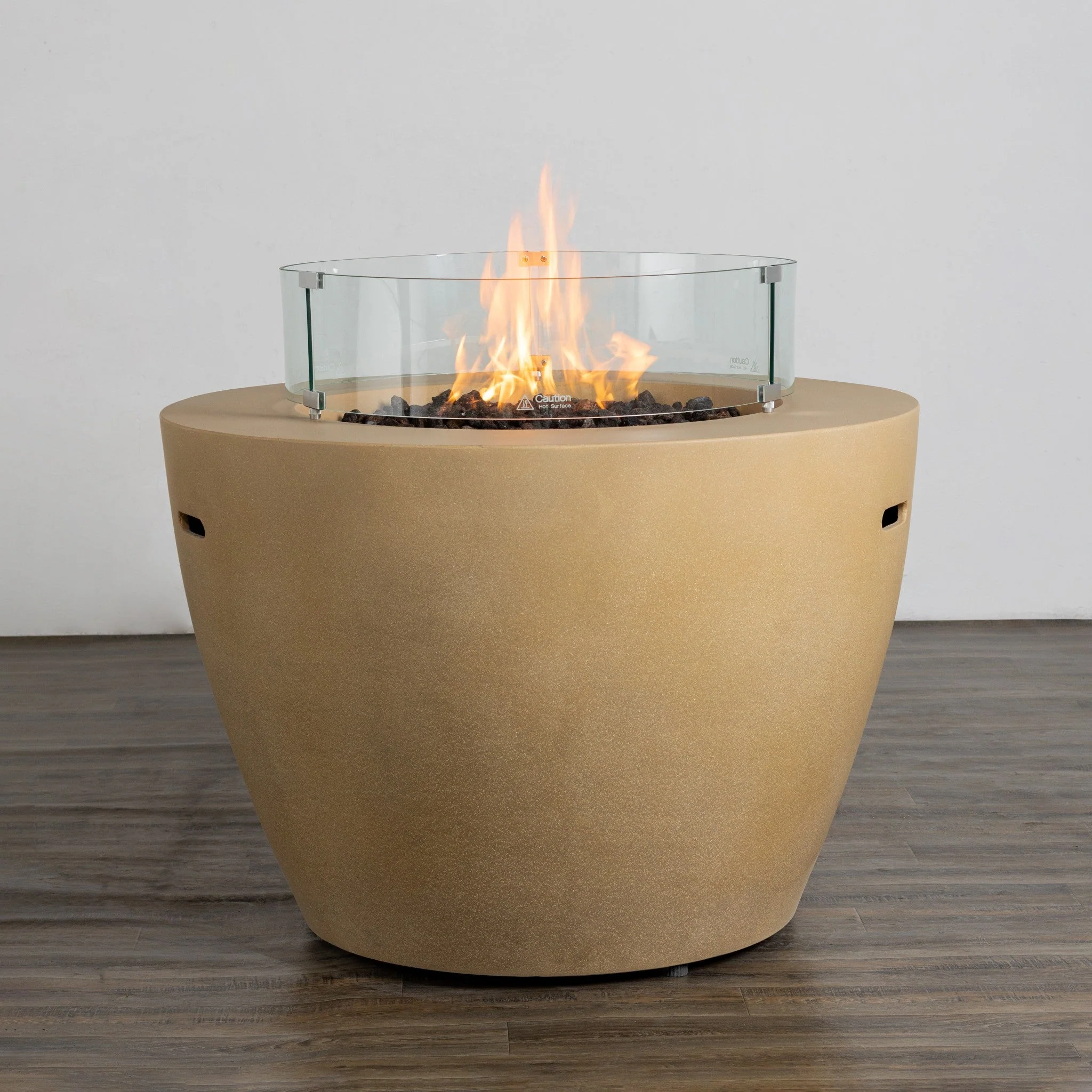 42" Round Beton Concrete (GFRC) Gas Fire Bowl with Hidden Propane Tank - Sand by Starfire Designs - Image 2