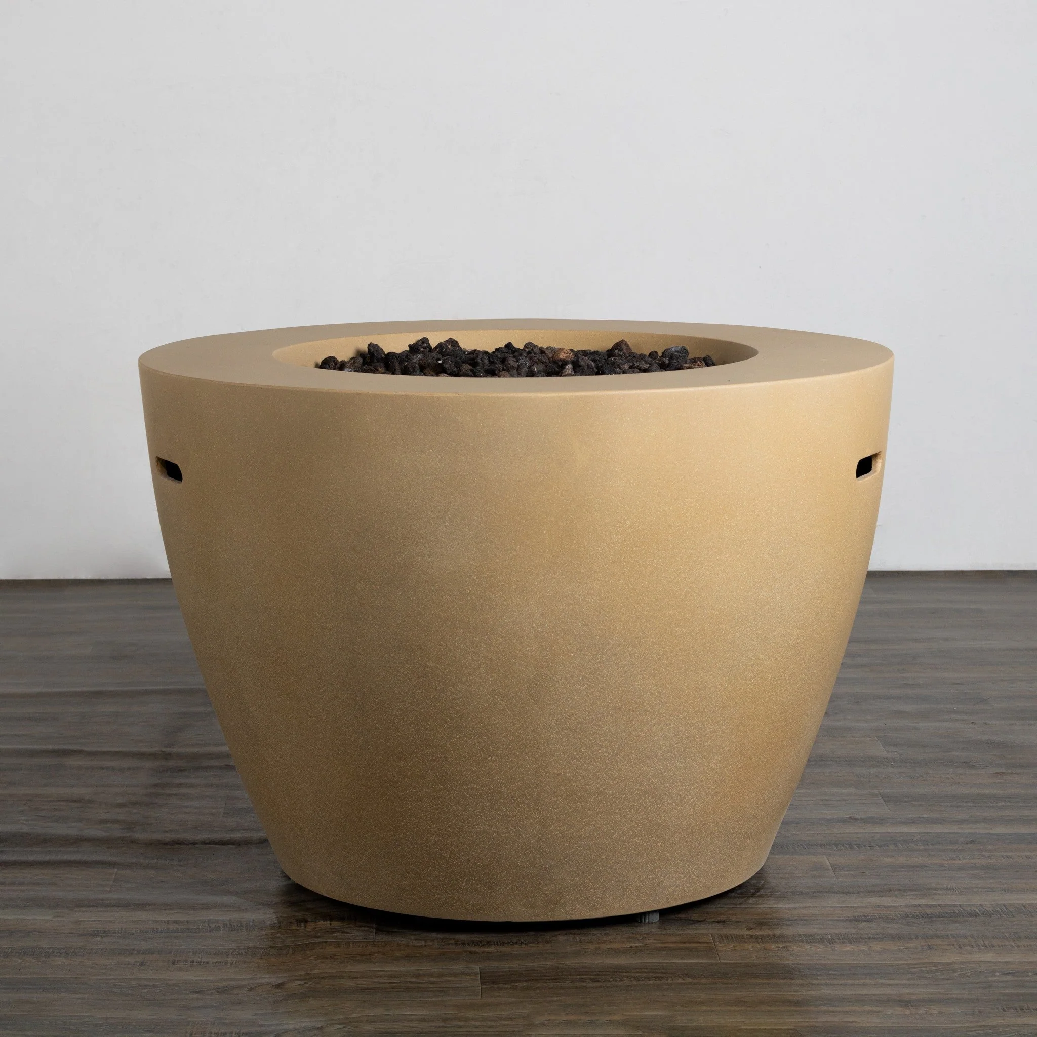42" Round Beton Concrete (GFRC) Gas Fire Bowl with Hidden Propane Tank - Sand by Starfire Designs - Image 3