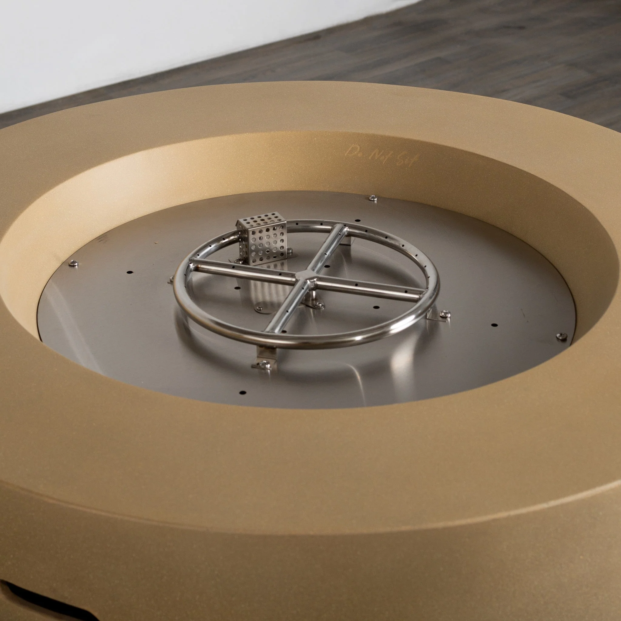 42" Round Beton Concrete (GFRC) Gas Fire Bowl with Hidden Propane Tank - Sand by Starfire Designs - Image 4