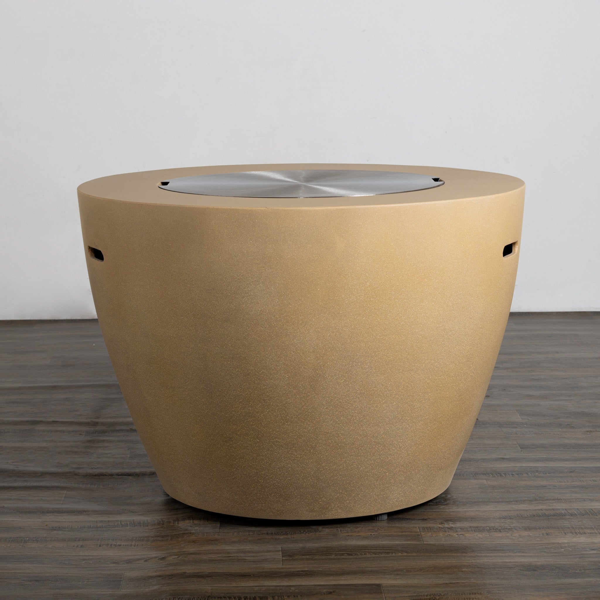 42" Round Beton Concrete (GFRC) Gas Fire Bowl with Hidden Propane Tank - Sand by Starfire Designs - Image 5