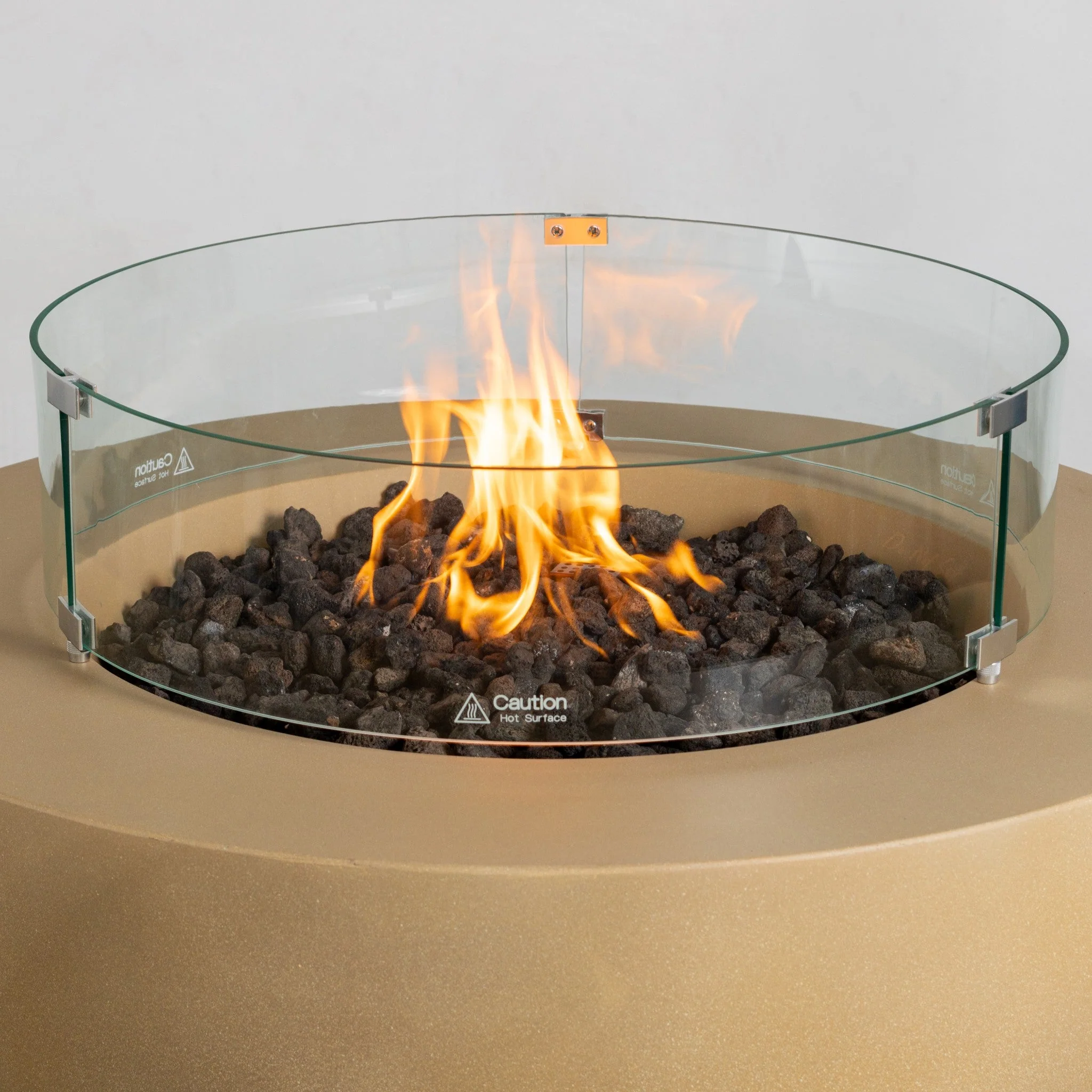 42" Round Beton Concrete (GFRC) Gas Fire Bowl with Hidden Propane Tank - Sand by Starfire Designs - Image 6