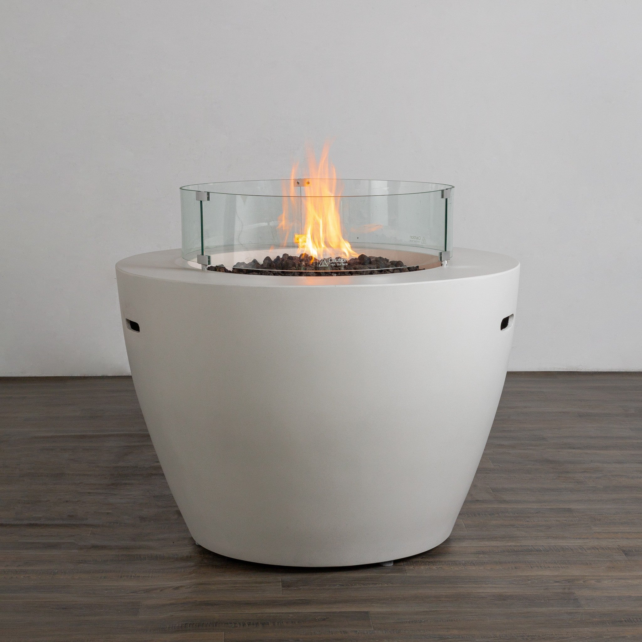 42" Round Beton Concrete (GFRC) Gas Fire Bowl with Hidden Propane Tank - White by Starfire Designs - Image 2