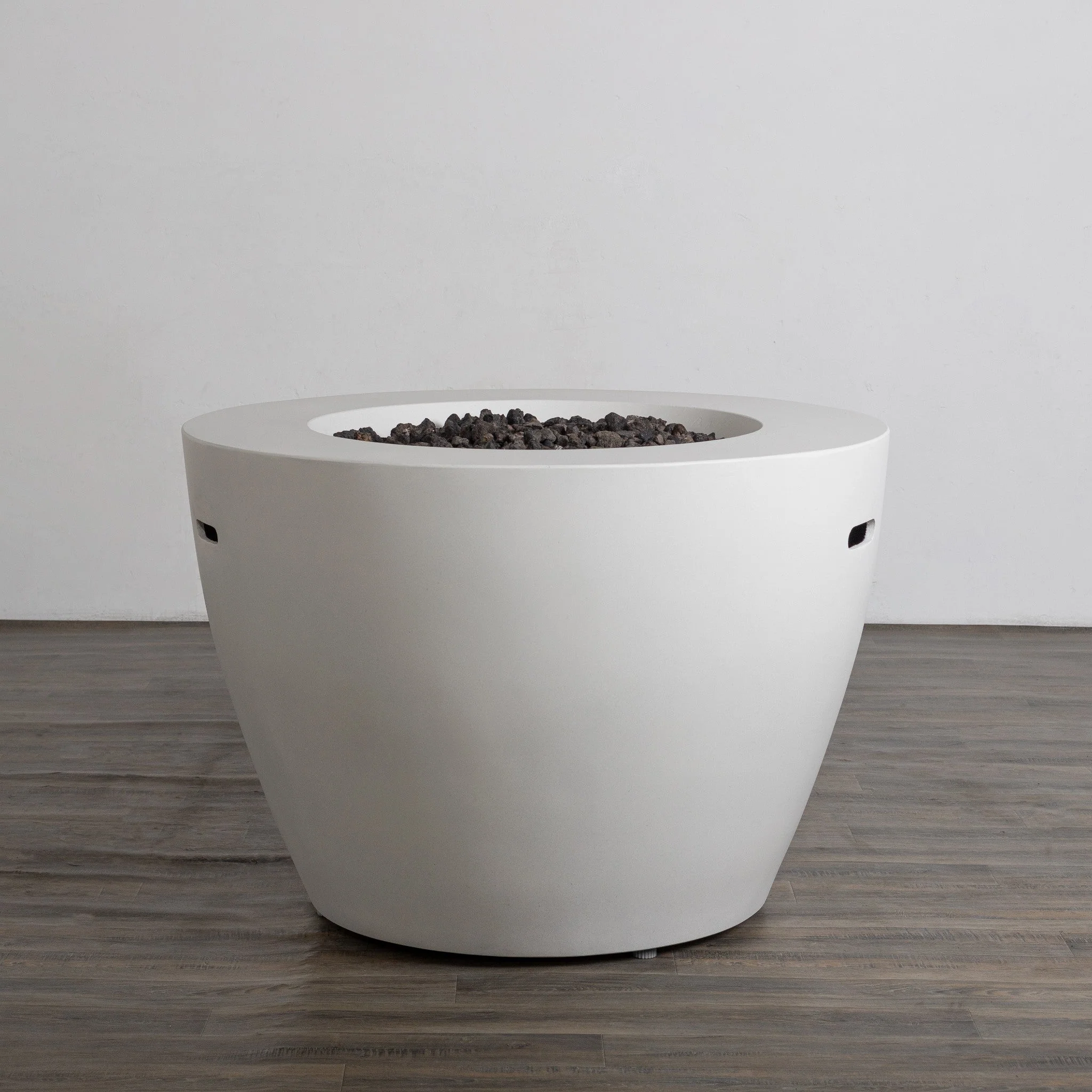 42" Round Beton Concrete (GFRC) Gas Fire Bowl with Hidden Propane Tank - White by Starfire Designs - Image 3