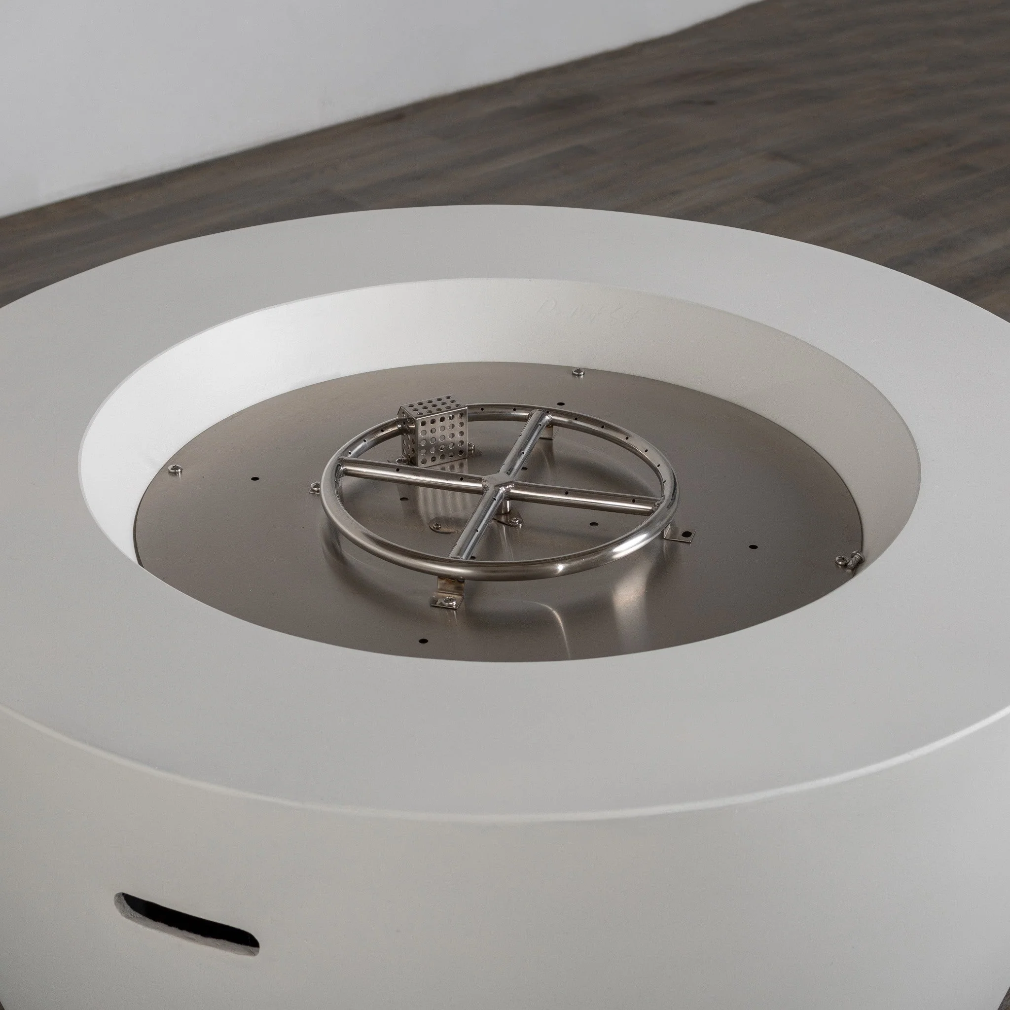 42" Round Beton Concrete (GFRC) Gas Fire Bowl with Hidden Propane Tank - White by Starfire Designs - Image 4
