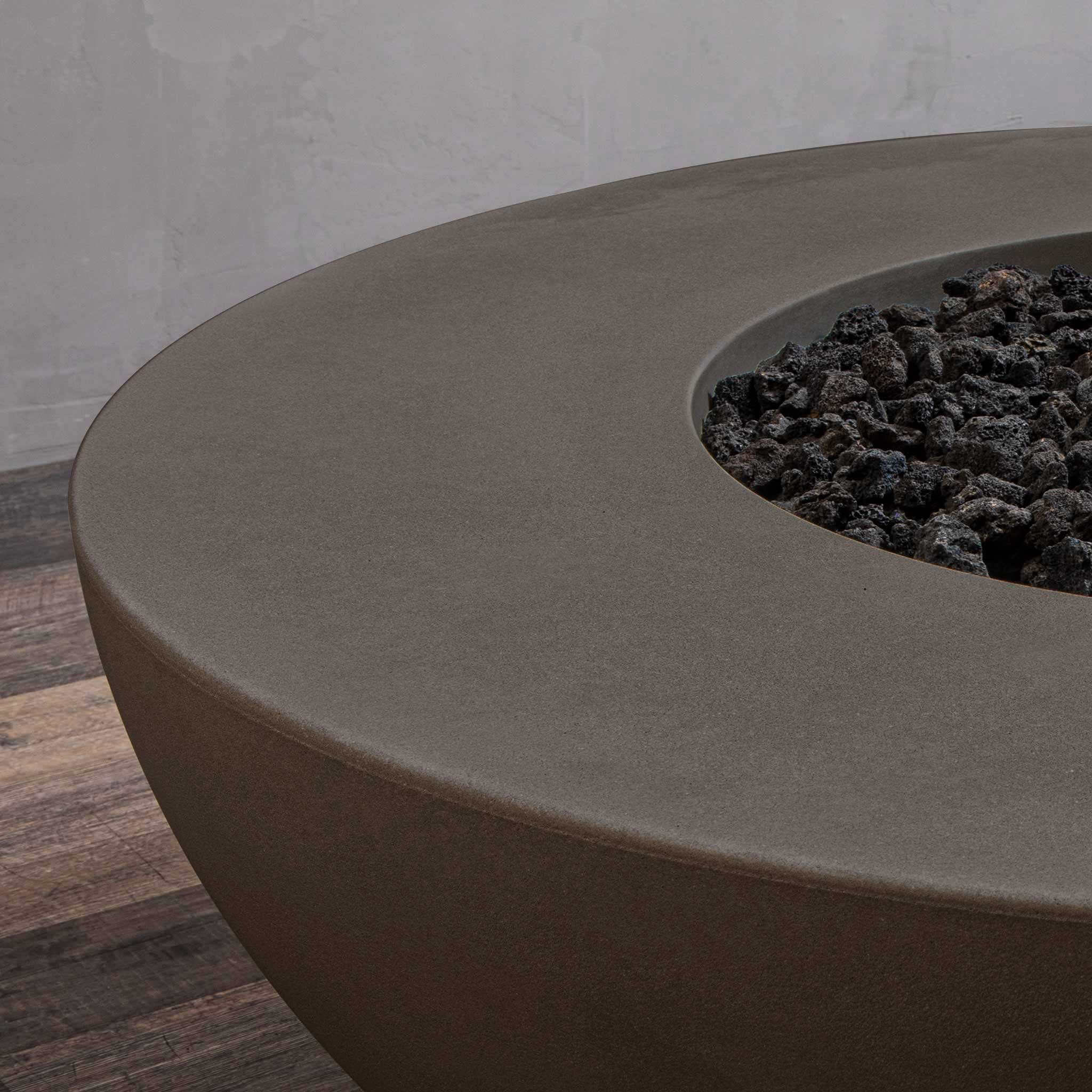 45" Round Gravity Concrete (GFRC) Fire Pit - Natural Gas - 110V Electronic Ignition System - Brown by Starfire Designs - Image 14