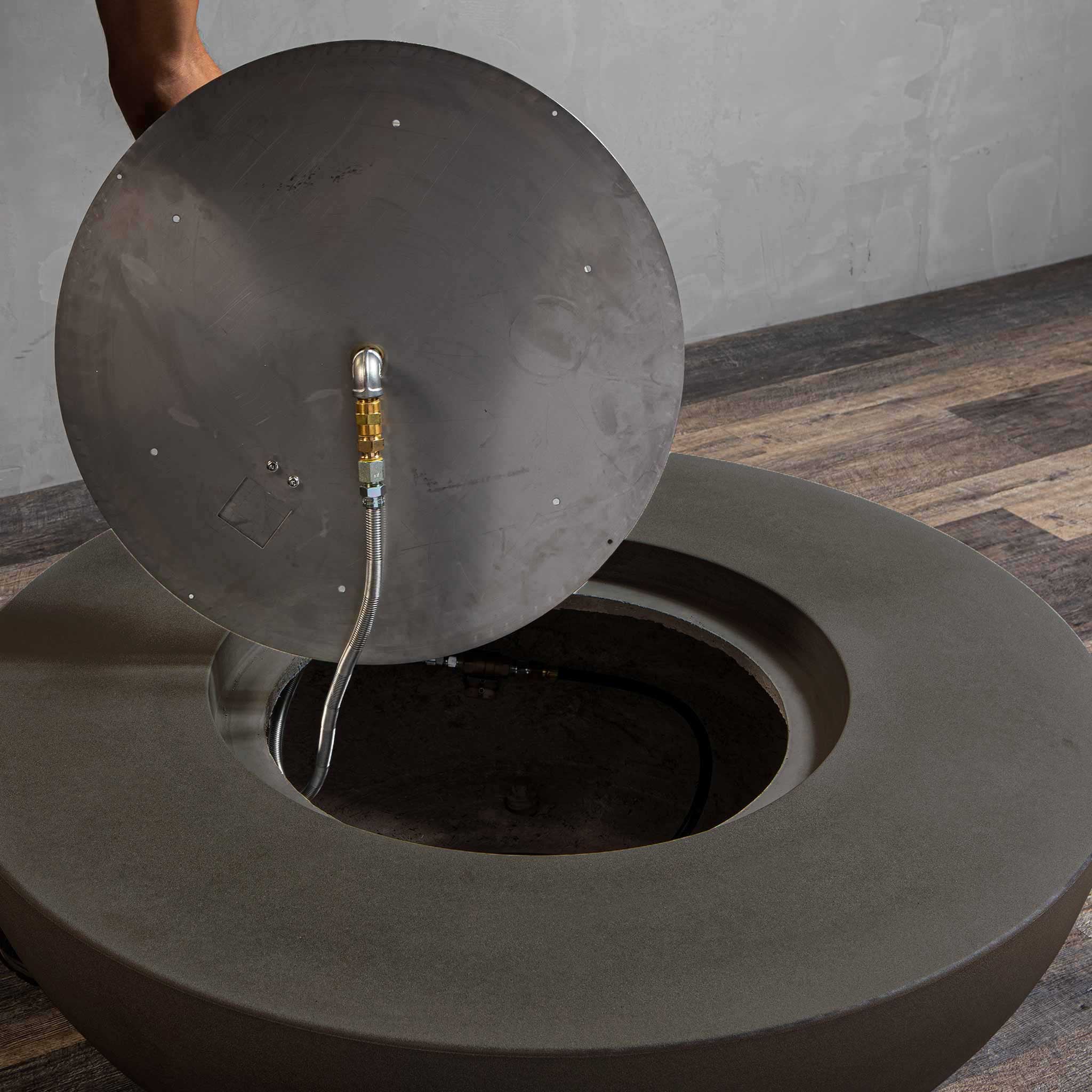 45" Round Gravity Concrete (GFRC) Fire Pit - Natural Gas - 110V Electronic Ignition System - Brown by Starfire Designs - Image 17