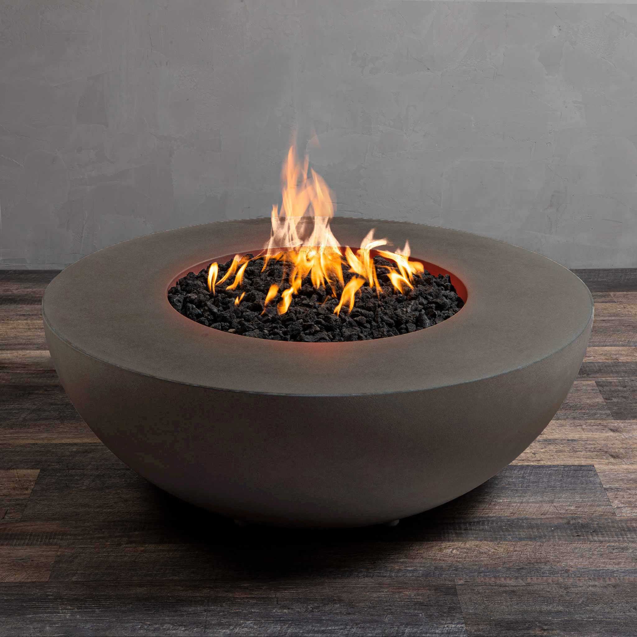 45" Round Gravity Concrete (GFRC) Fire Pit - Natural Gas - 110V Electronic Ignition System - Brown by Starfire Designs - Image 3