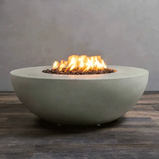 45" Round Gravity Concrete (GFRC) Fire Pit - Natural Gas - Push Button Spark Ignition - Natural Gray by Starfire Designs - Image 2