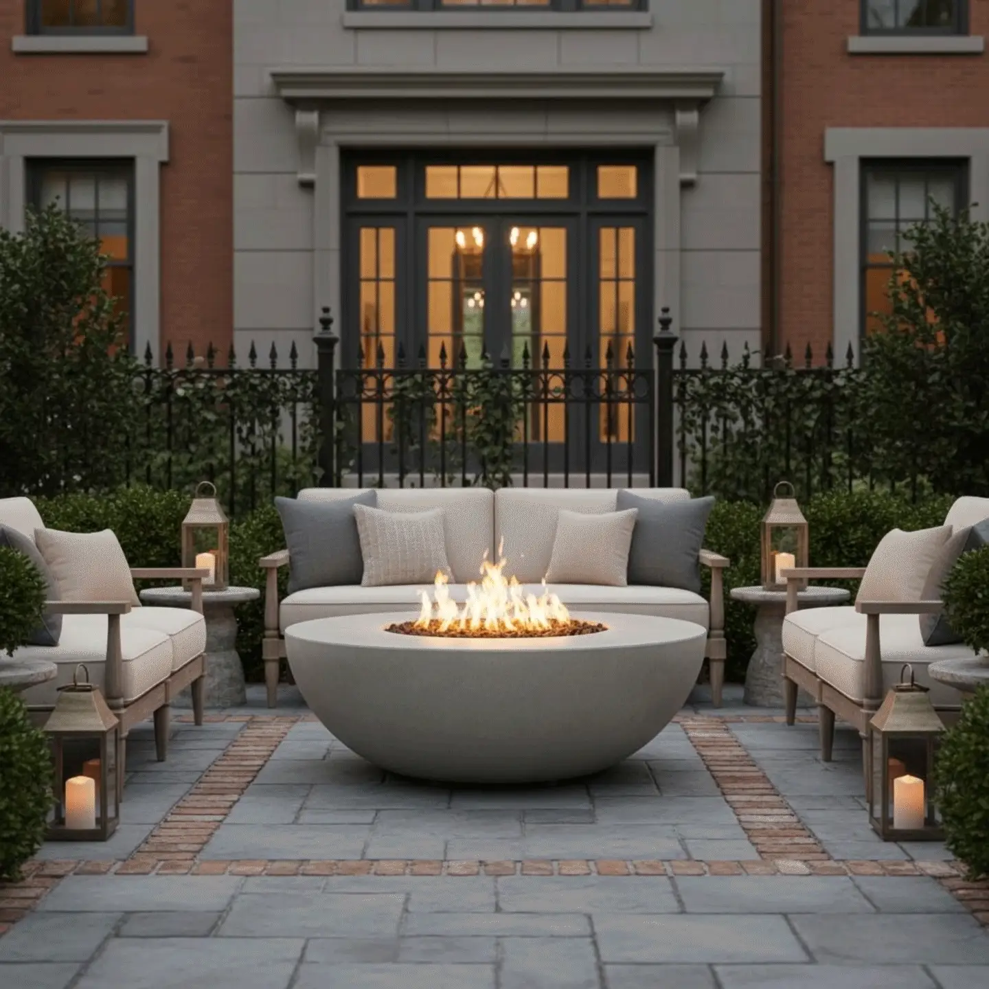 45" Round Gravity Concrete (GFRC) Fire Pit - Natural Gas - Push Button Spark Ignition - Natural Gray by Starfire Designs - Image 5