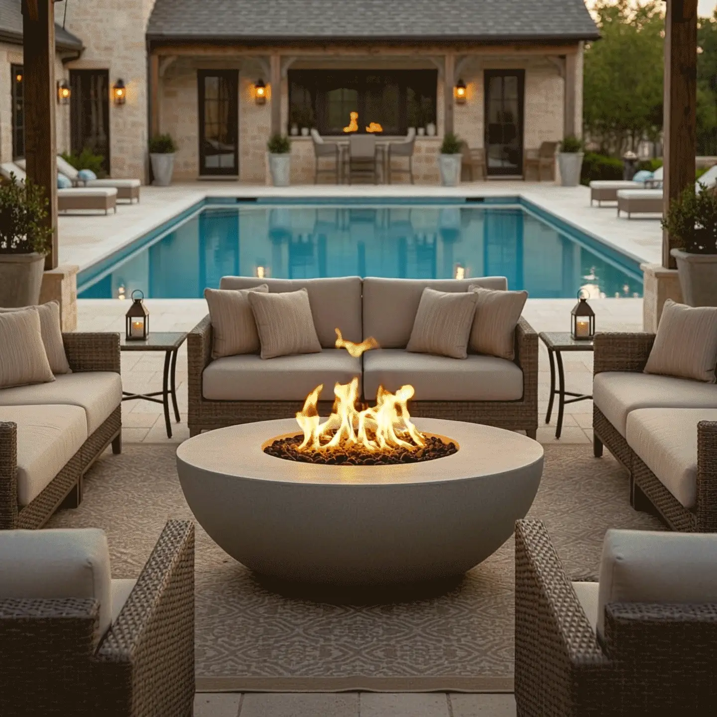 45" Round Gravity Concrete (GFRC) Fire Pit - Natural Gas - Push Button Spark Ignition - Natural Gray by Starfire Designs - Image 6