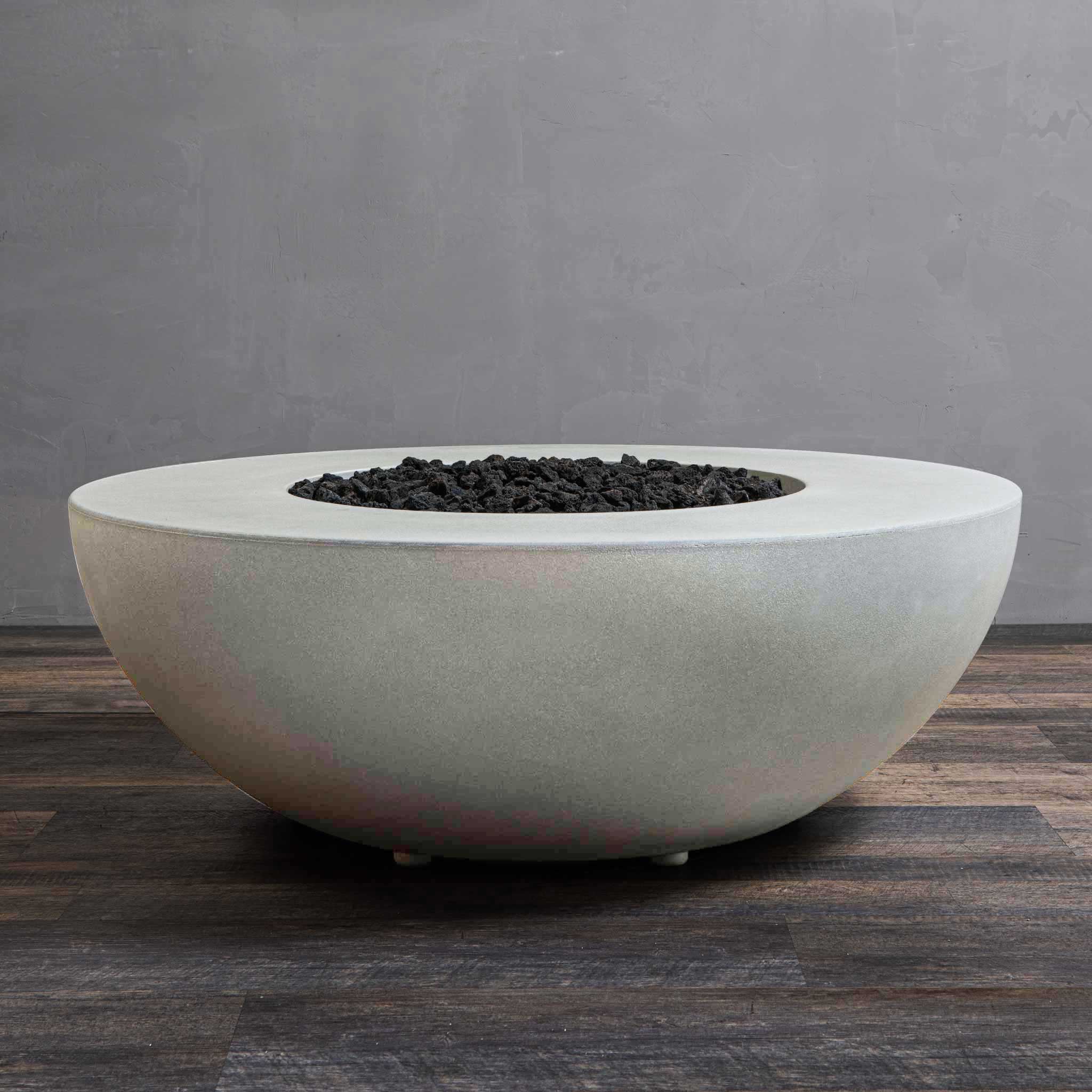 45" Round Gravity Concrete (GFRC) Fire Pit - Natural Gas - 110V Electronic Ignition System - White by Starfire Designs - Image 12