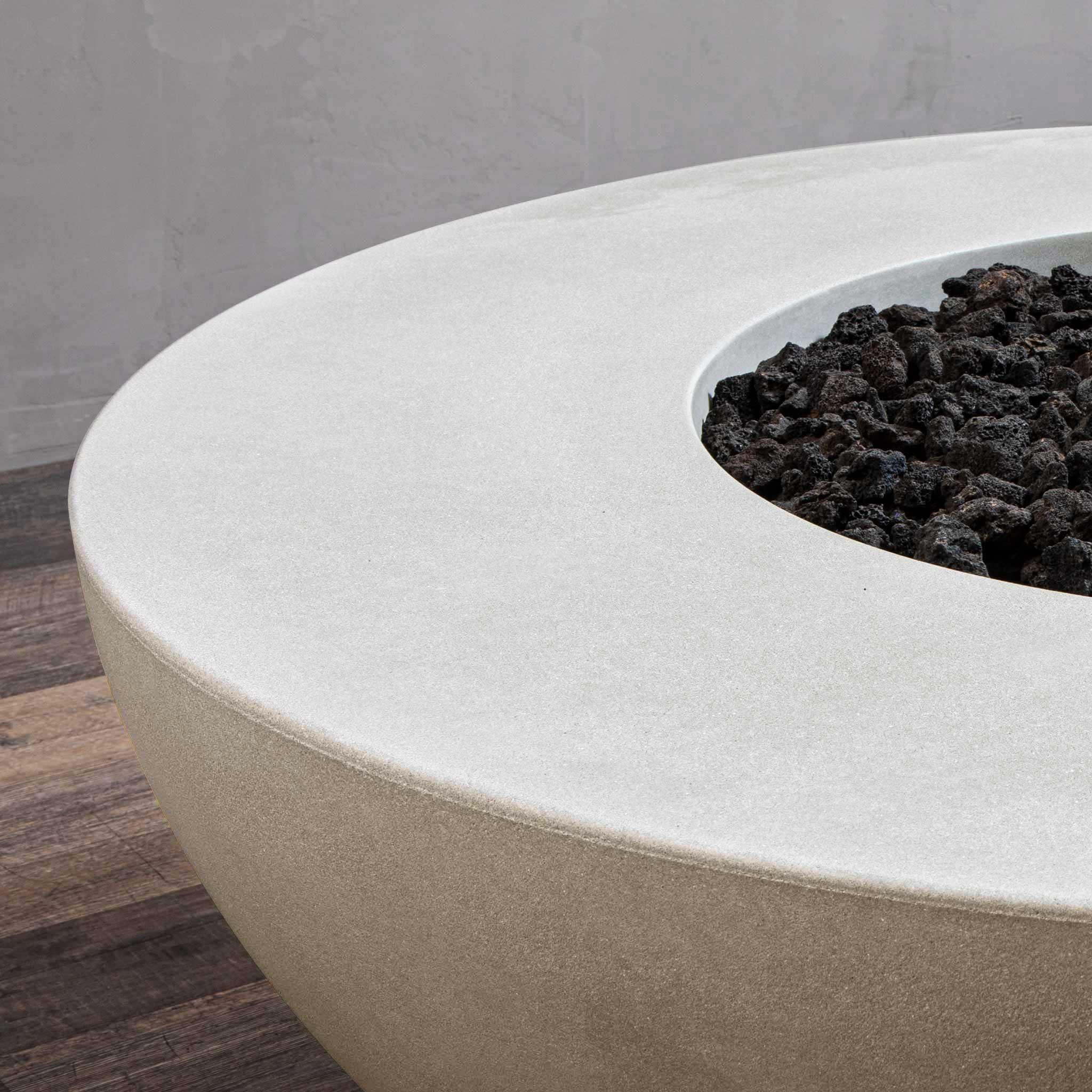 45" Round Gravity Concrete (GFRC) Fire Pit - Natural Gas - 110V Electronic Ignition System - White by Starfire Designs - Image 14