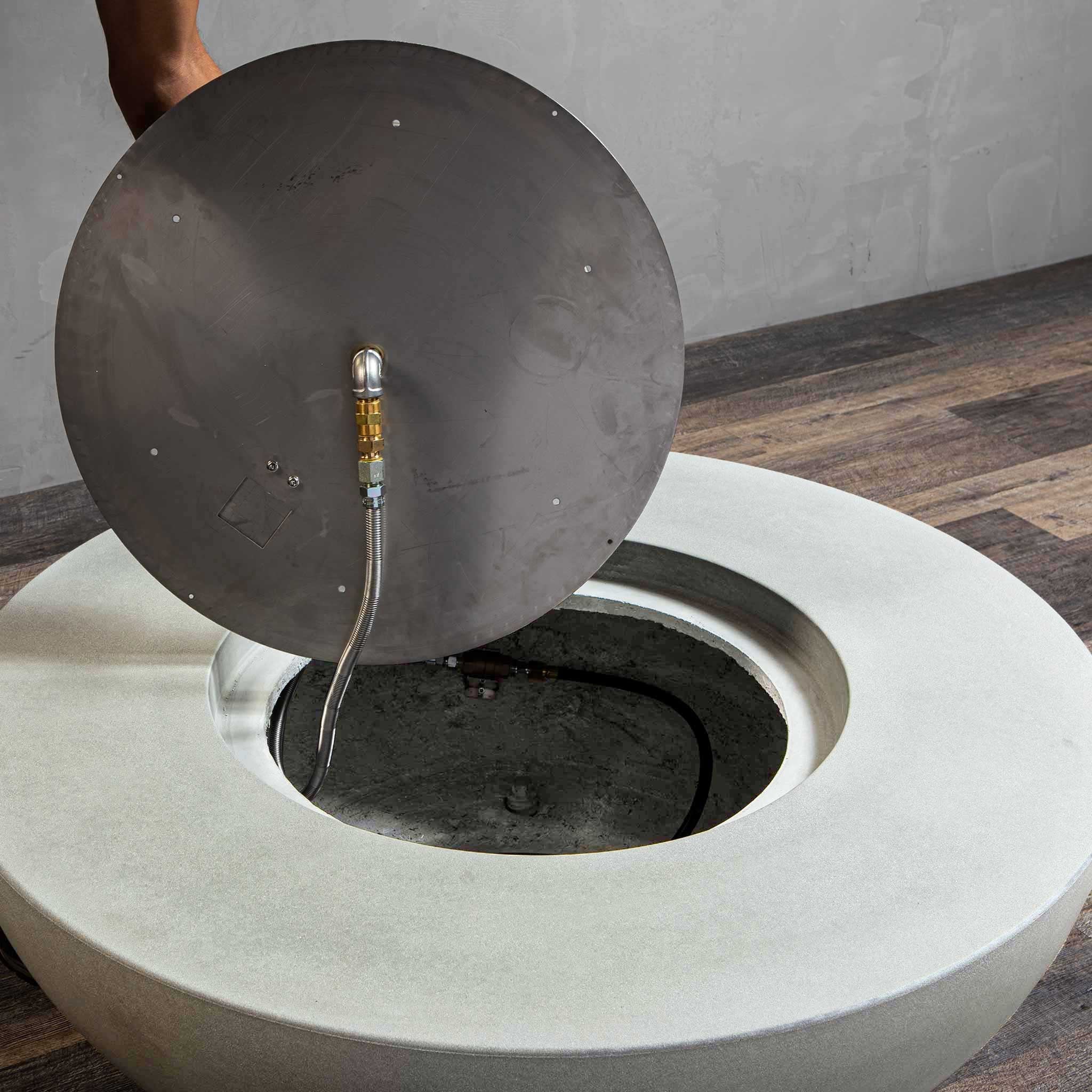 45" Round Gravity Concrete (GFRC) Fire Pit - Natural Gas - 110V Electronic Ignition System - White by Starfire Designs - Image 17