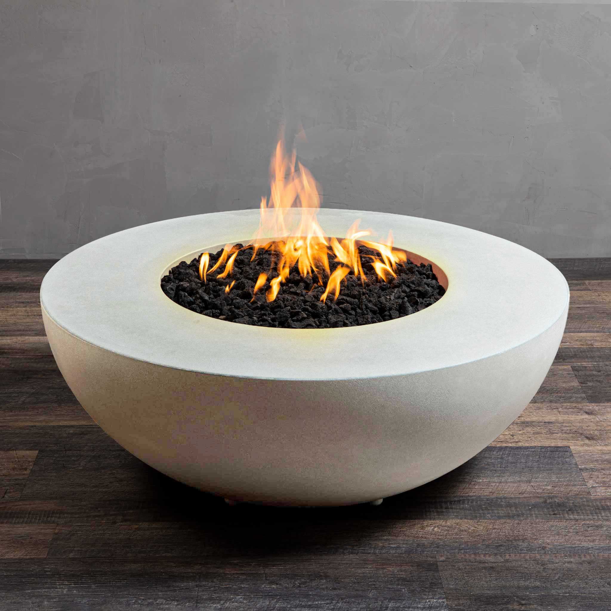 45" Round Gravity Concrete (GFRC) Fire Pit - Natural Gas - 110V Electronic Ignition System - White by Starfire Designs - Image 3