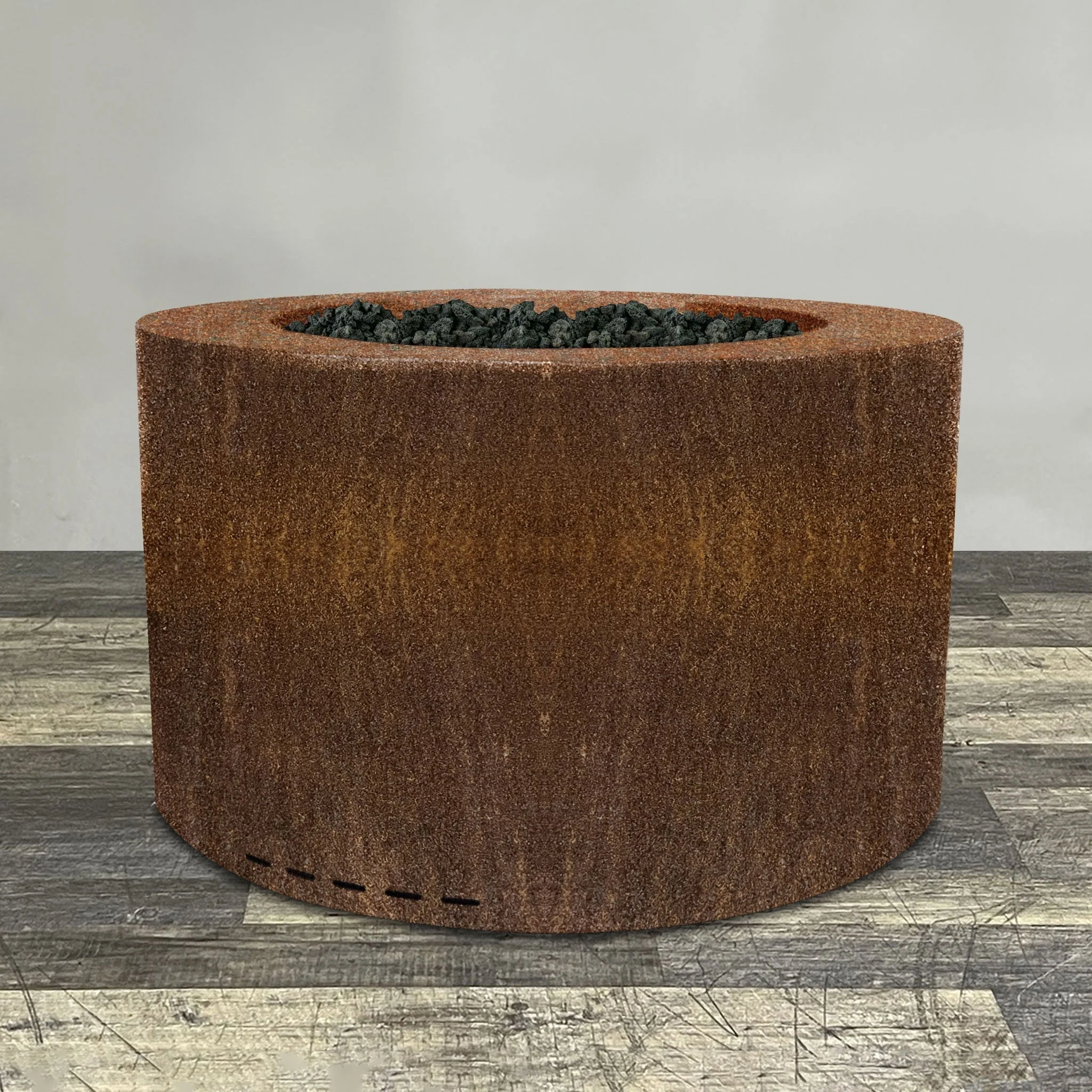 45" Round Gravity Corten Steel Fire Pit - Natural Gas - Push Button Spark Ignition by Starfire Designs - Image 2