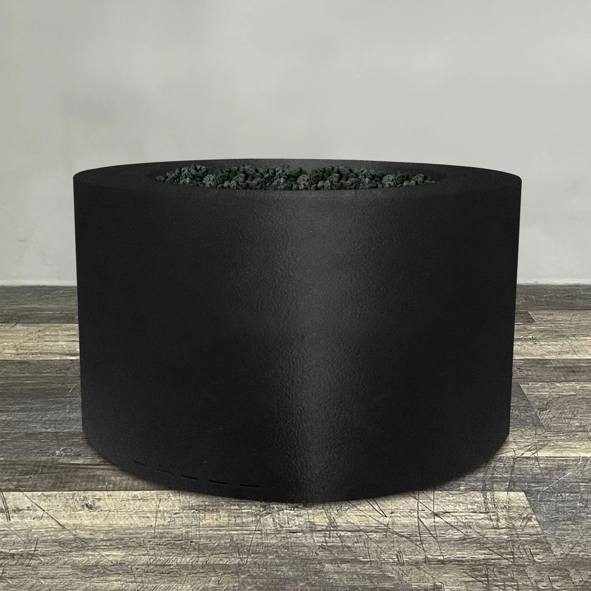 45" Round Gravity Powder Coated Steel Fire Pit - Natural Gas - 110V CSA Hi/Lo Electronic Ignition System w/Bluetooth & Handheld Remote - Black Hammertone by Starfire Designs - Image 2