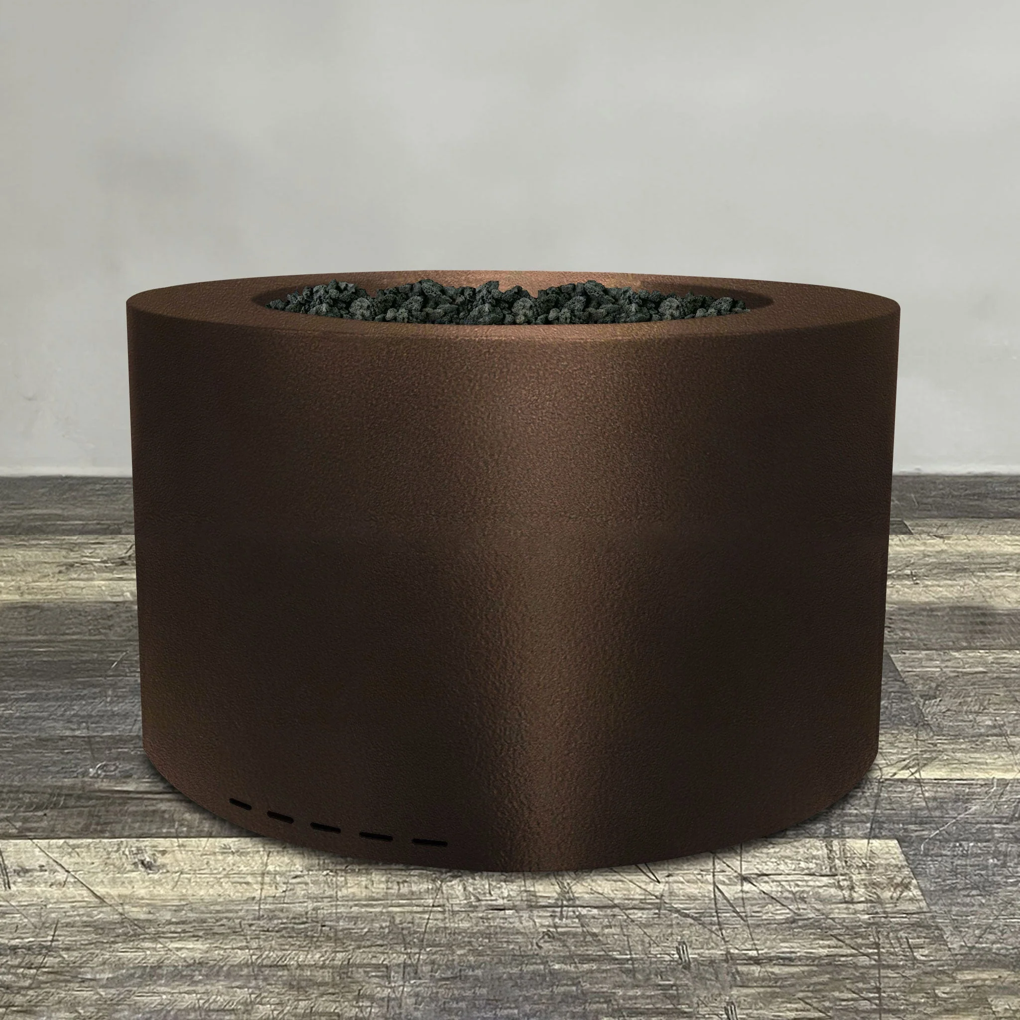 45" Round Gravity Powder Coated Steel Fire Pit - Natural Gas - 110V CSA Hi/Lo Electronic Ignition System w/Bluetooth & Handheld Remote - Bronze Hammertone by Starfire Designs - Image 2