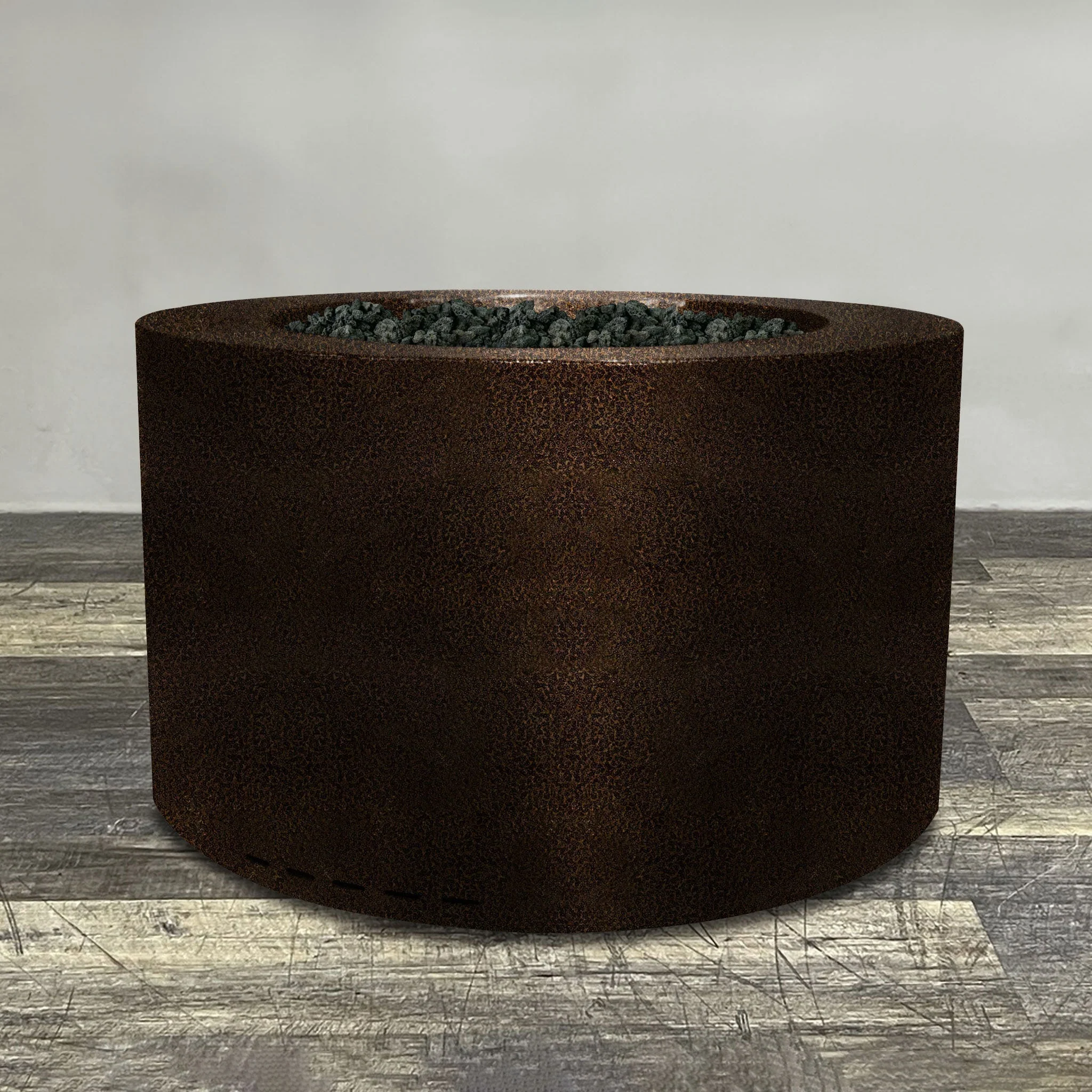 45" Round Gravity Powder Coated Steel Fire Pit - Natural Gas - 110V CSA Hi/Lo Electronic Ignition System w/Bluetooth & Handheld Remote - Copper Vein by Starfire Designs - Image 2