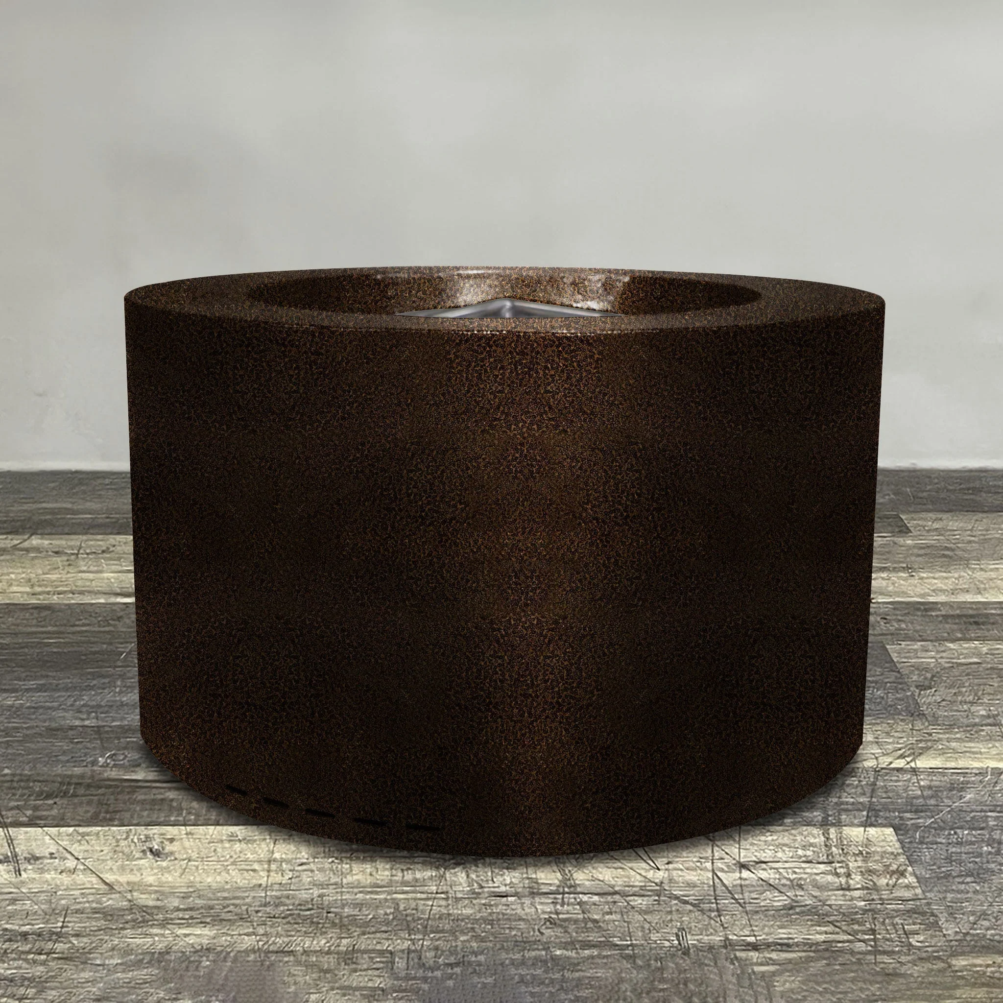 45" Round Gravity Powder Coated Steel Fire Pit - Natural Gas - 110V CSA Hi/Lo Electronic Ignition System w/Bluetooth & Handheld Remote - Copper Vein by Starfire Designs - Image 4