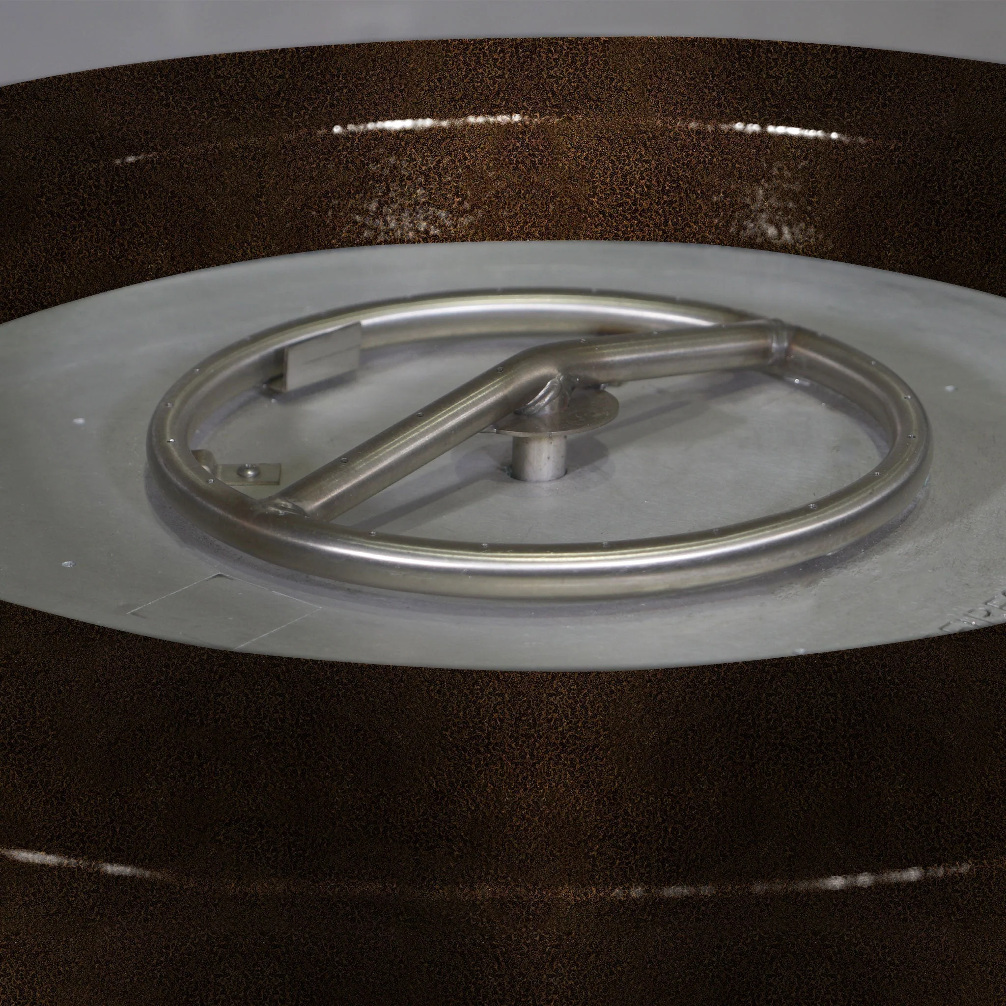 45" Round Gravity Powder Coated Steel Fire Pit - Natural Gas - 110V CSA Hi/Lo Electronic Ignition System w/Bluetooth & Handheld Remote - Copper Vein by Starfire Designs - Image 6
