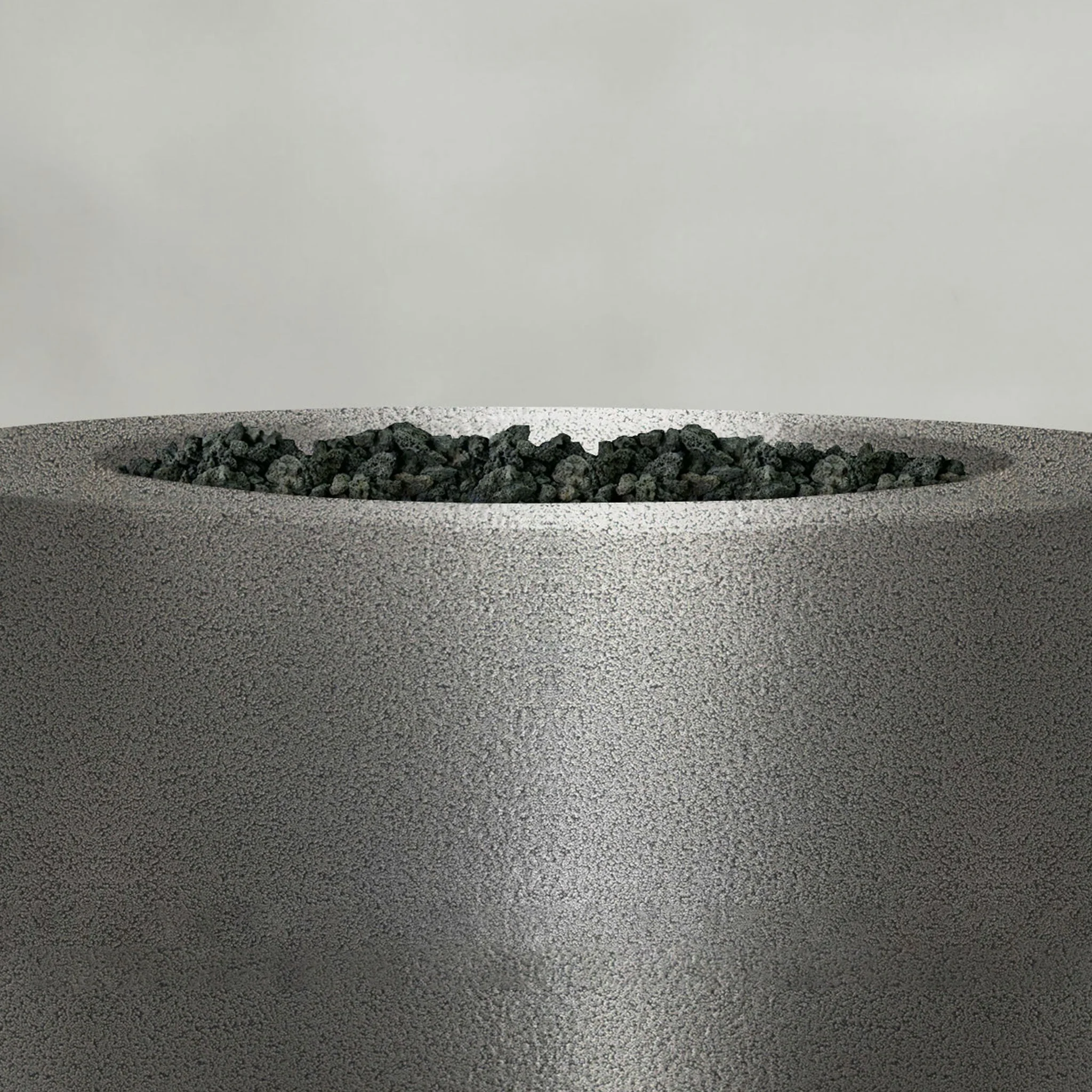 45" Round Gravity Powder Coated Steel Fire Pit - Natural Gas - 110V CSA Hi/Lo Electronic Ignition System w/Bluetooth & Handheld Remote - Silver Hammertone by Starfire Designs - Image 6