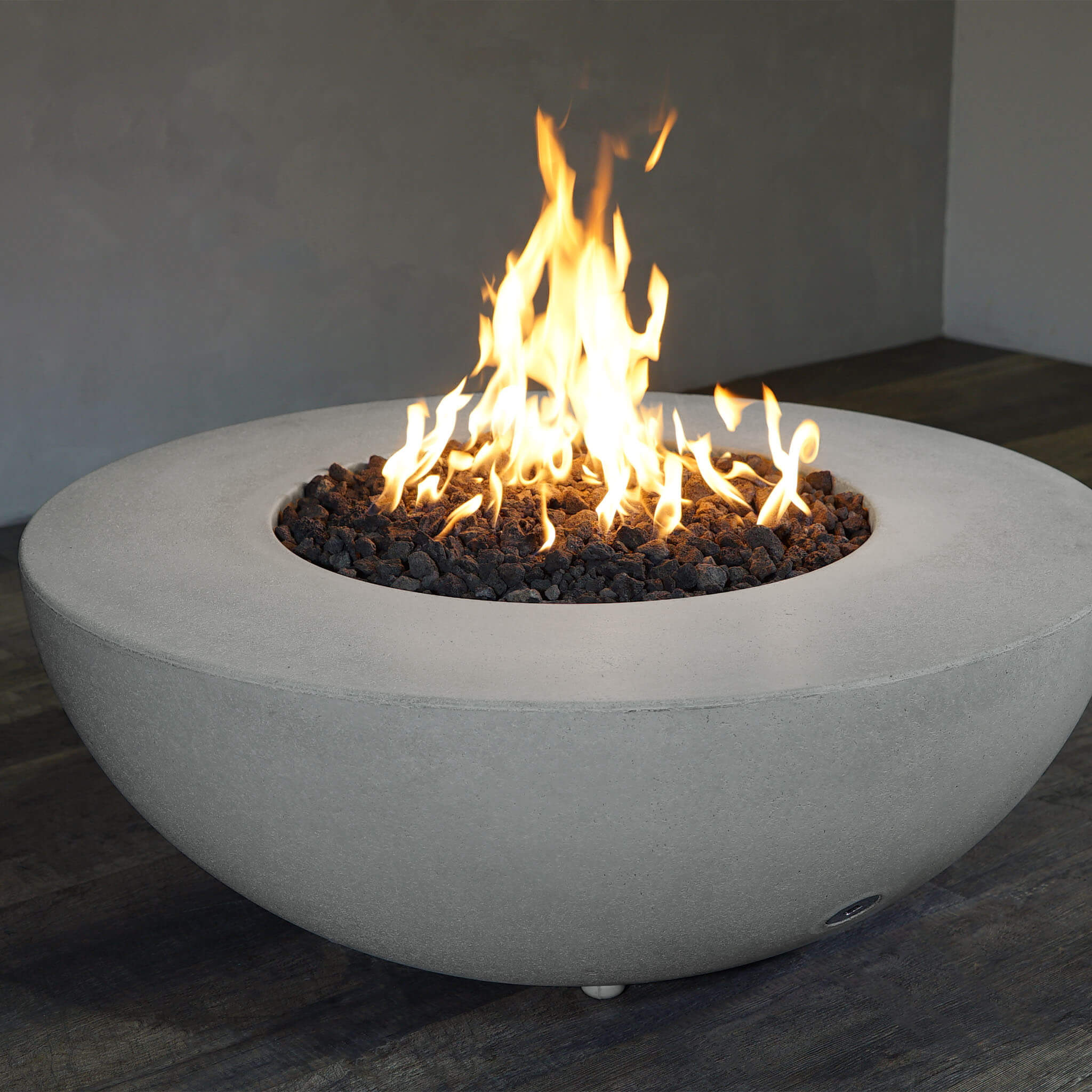 45" Round Rustic Gravity Concrete (GFRC) Fire Pit - Propane Gas Hardline - Push Button Spark Ignition - Natural Gray by Starfire Designs - Image 10